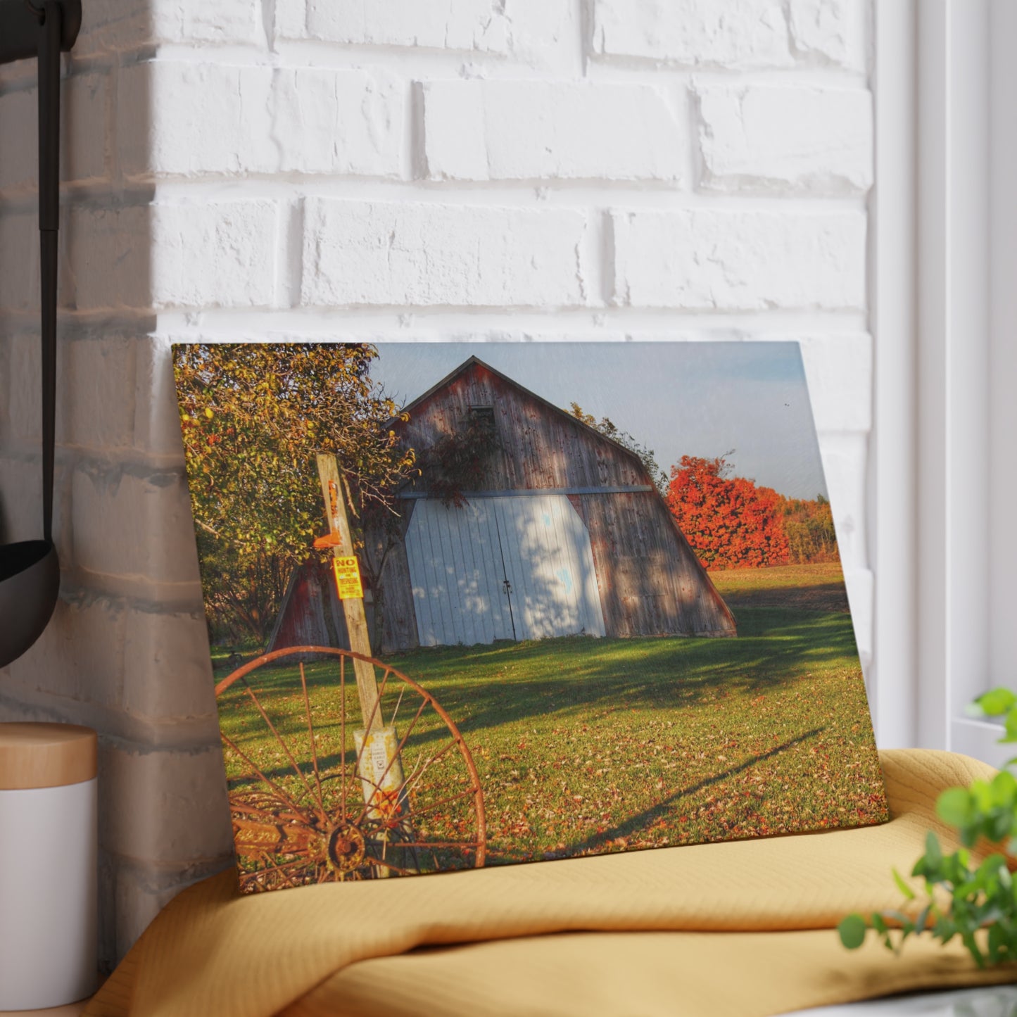 U R There Photography Cade Road Quonset Rustic Farmhouse Tempered-Glass Cutting Board