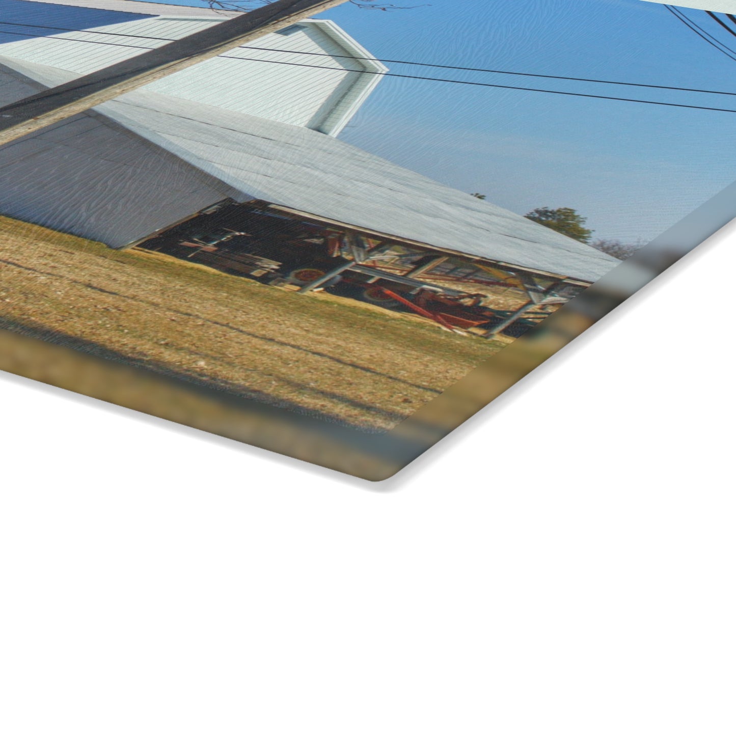 U R There Photography Wolcott White Rustic Farmhouse Tempered-Glass Cutting Board