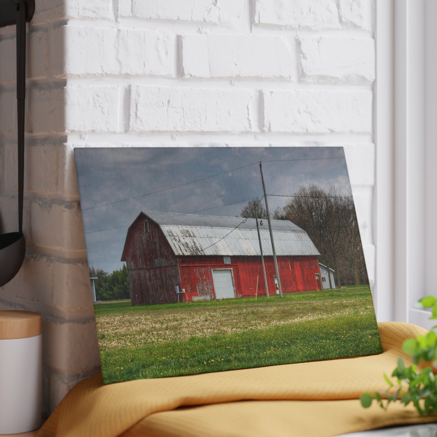 U R There Photography Coldwater Road Red I Rustic Farmhouse Tempered-Glass Cutting Board