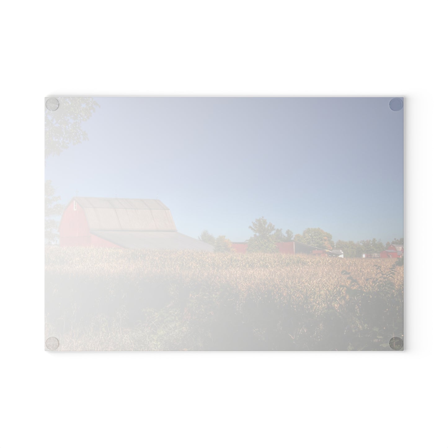 U R There Photography Red Saltbox Barn Rustic Farmhouse Tempered-Glass Cutting Board