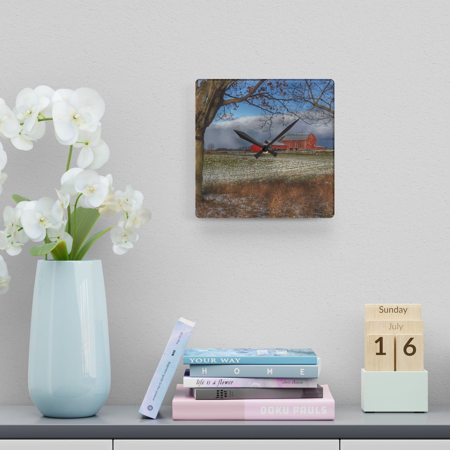 Rustic Farmhouse Wall Clock Featuring Approaching Storm on Edward Road