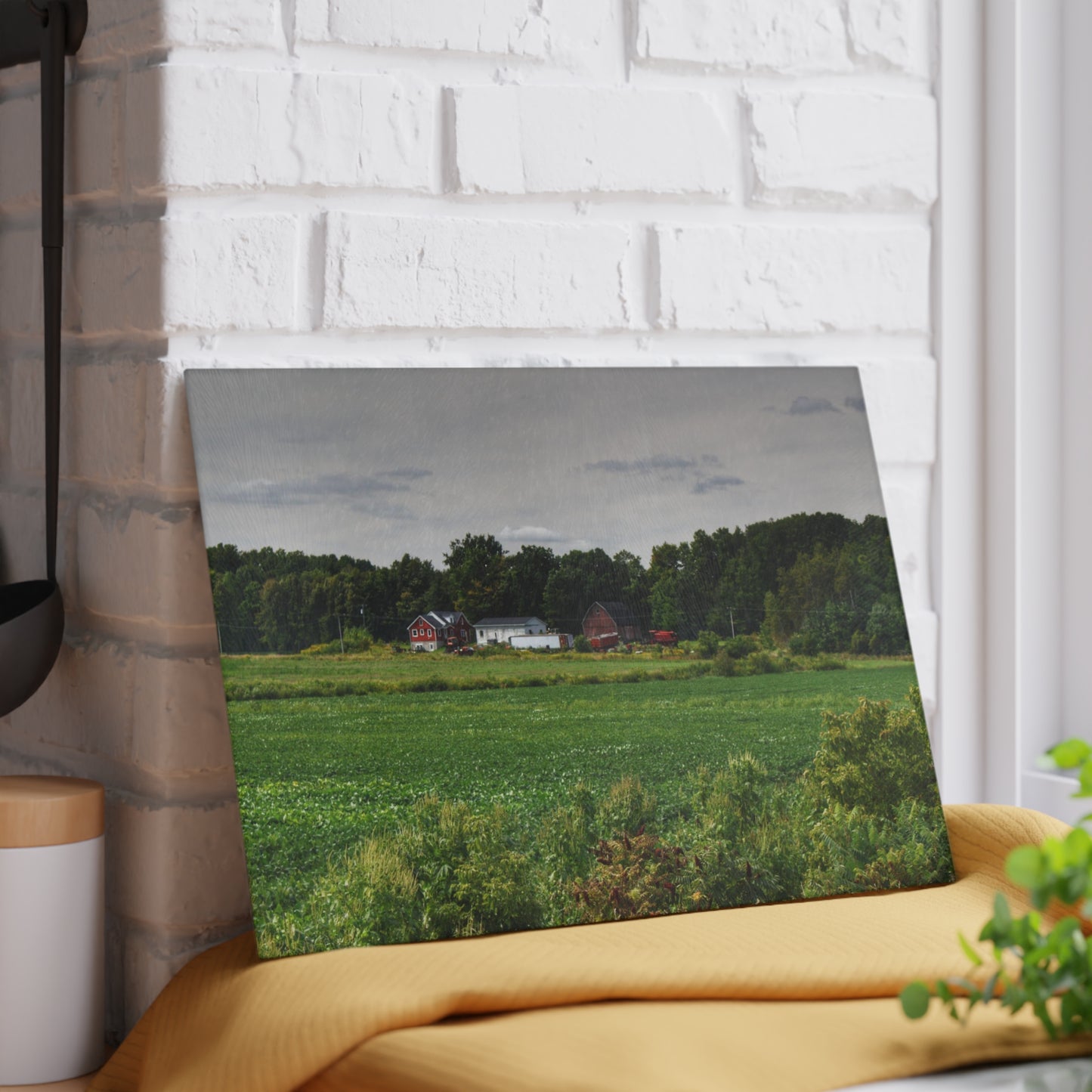 U R There Photography Across the Field in Silverwood Rustic Farmhouse Tempered-Glass Cutting Board