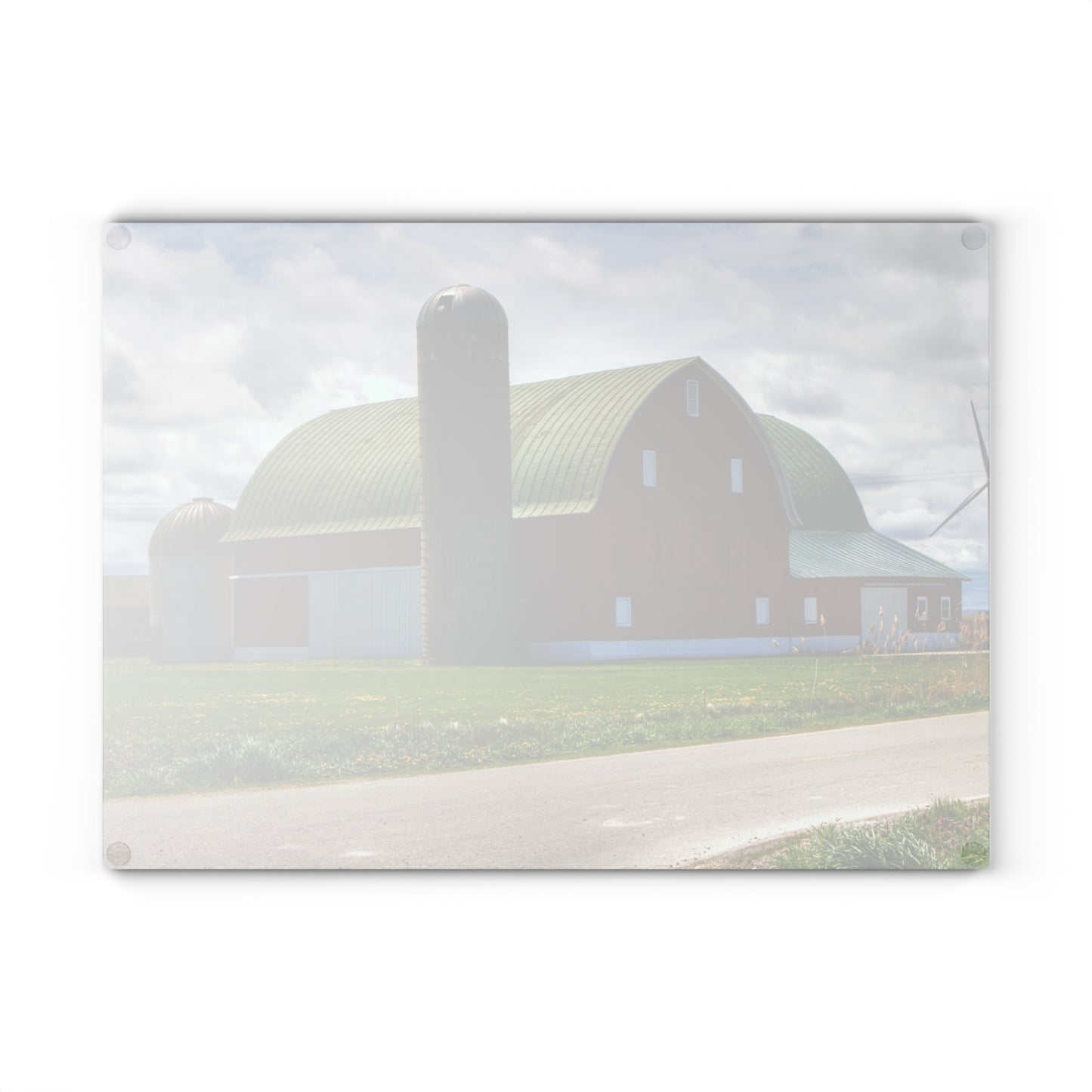 U R There Photography Rescue Road Red Rustic Farmhouse Tempered-Glass Cutting Board