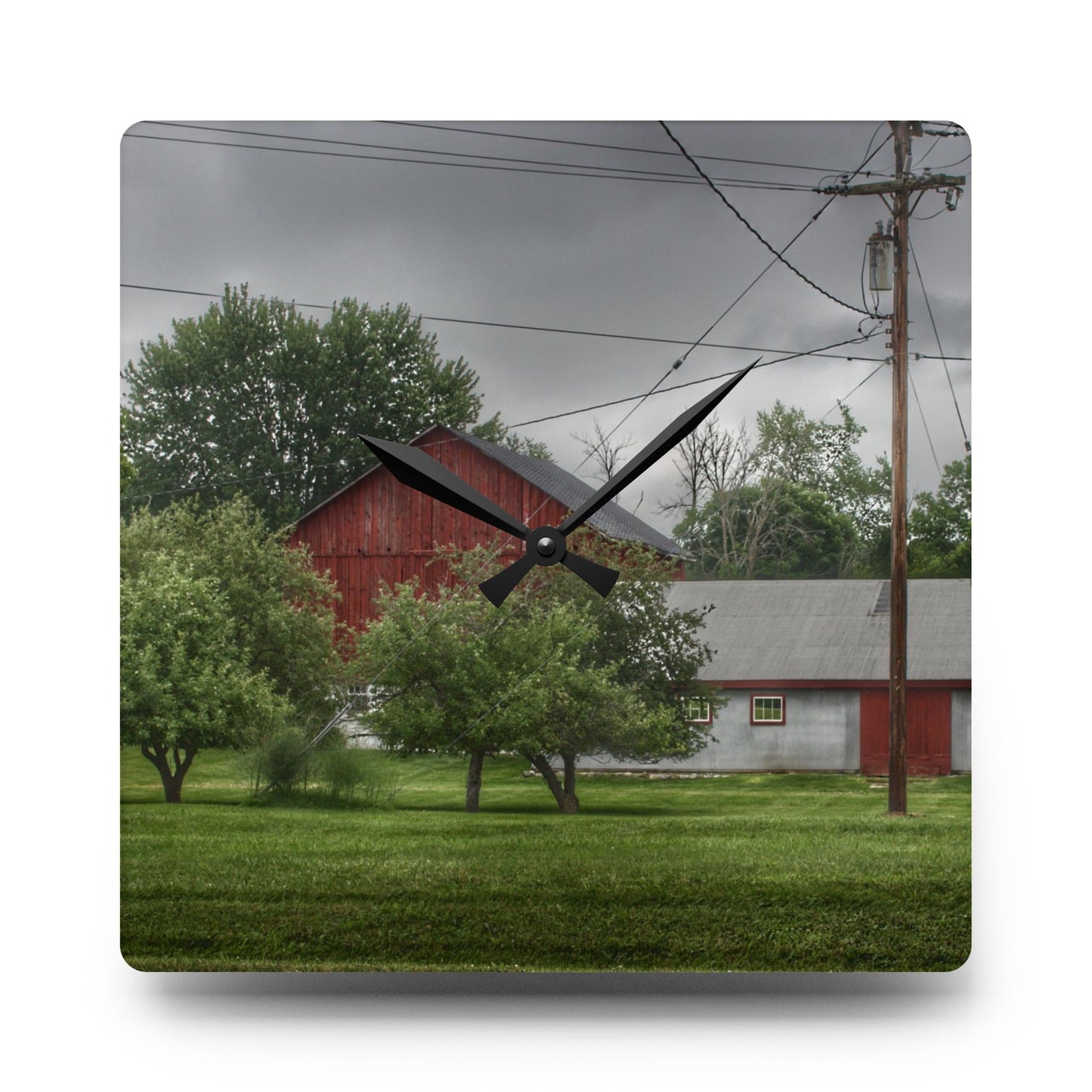 U R There Photography Hidden Red of M-24 Rustic Farmhouse Acrylic Analog Wall Clock