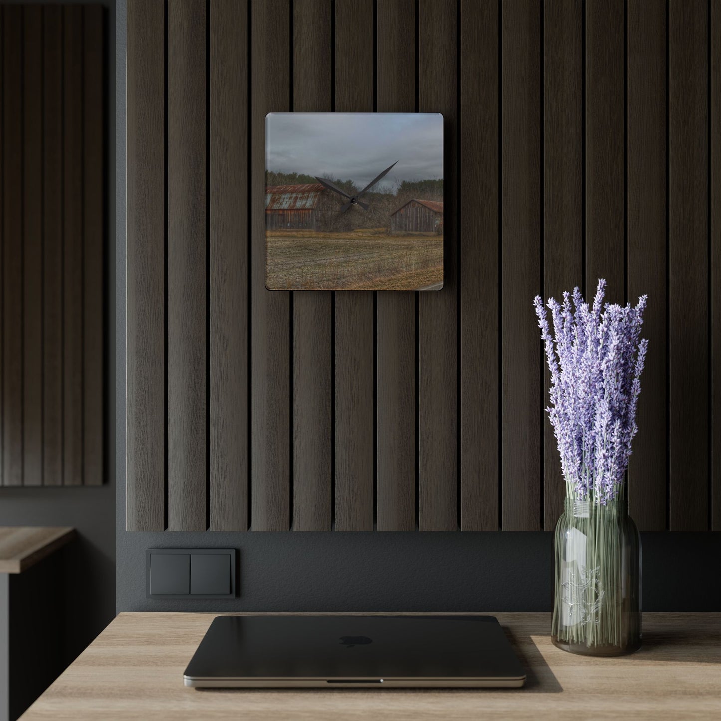 U R There Photography Barnes of Arbela III Rustic Farmhouse Acrylic Analog Wall Clock