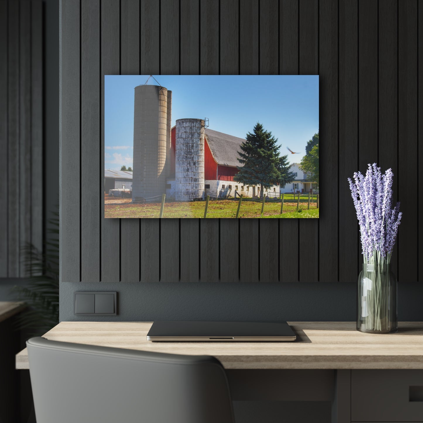 U R There Photography Hunters Creek Red Cow Barn I Rustic Farmhouse Acrylic Wall Print