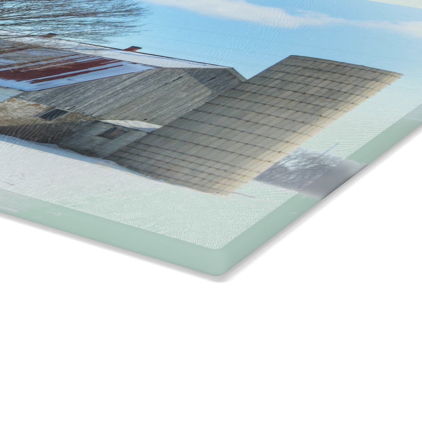U R There Photography Barnes Road White Rustic Farmhouse Tempered-Glass Cutting Board