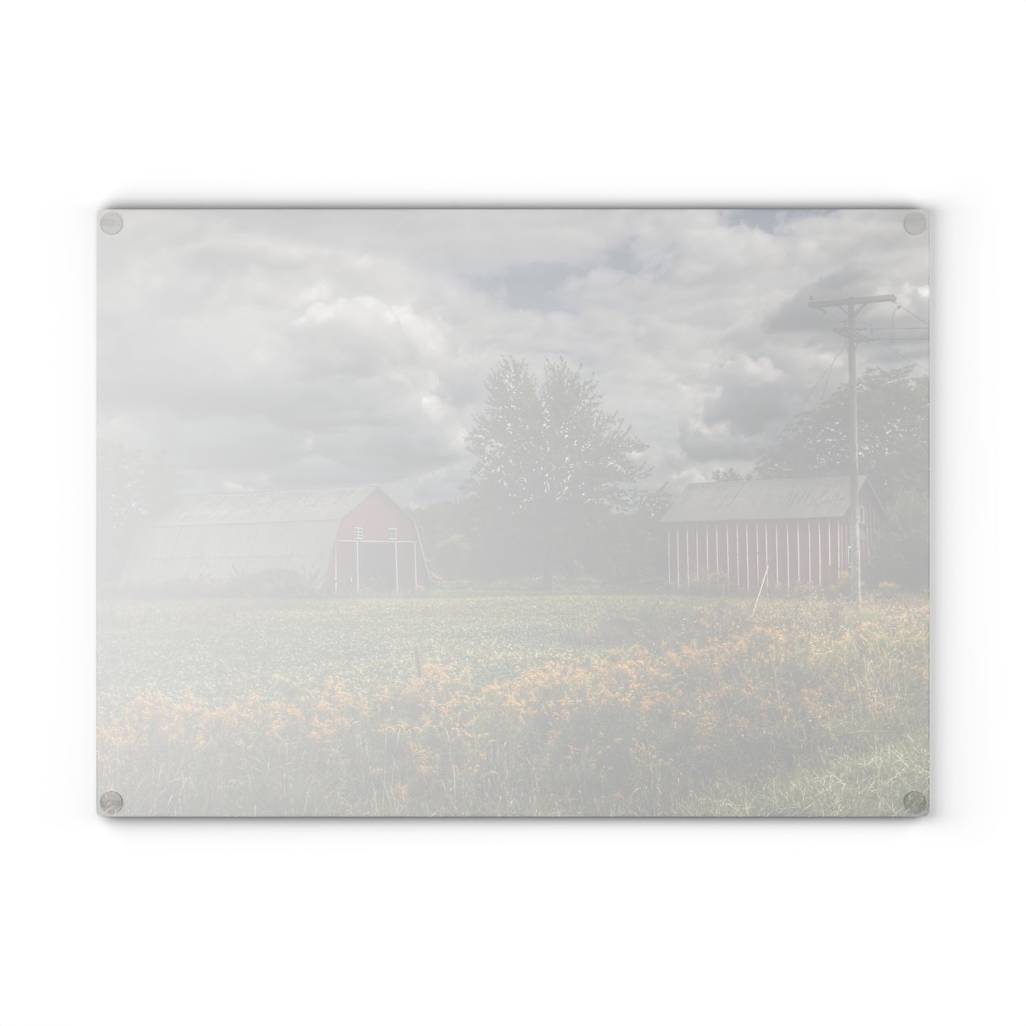 U R There Photography Pinstripe Barn and Buddy II Rustic Farmhouse Tempered-Glass Cutting Board