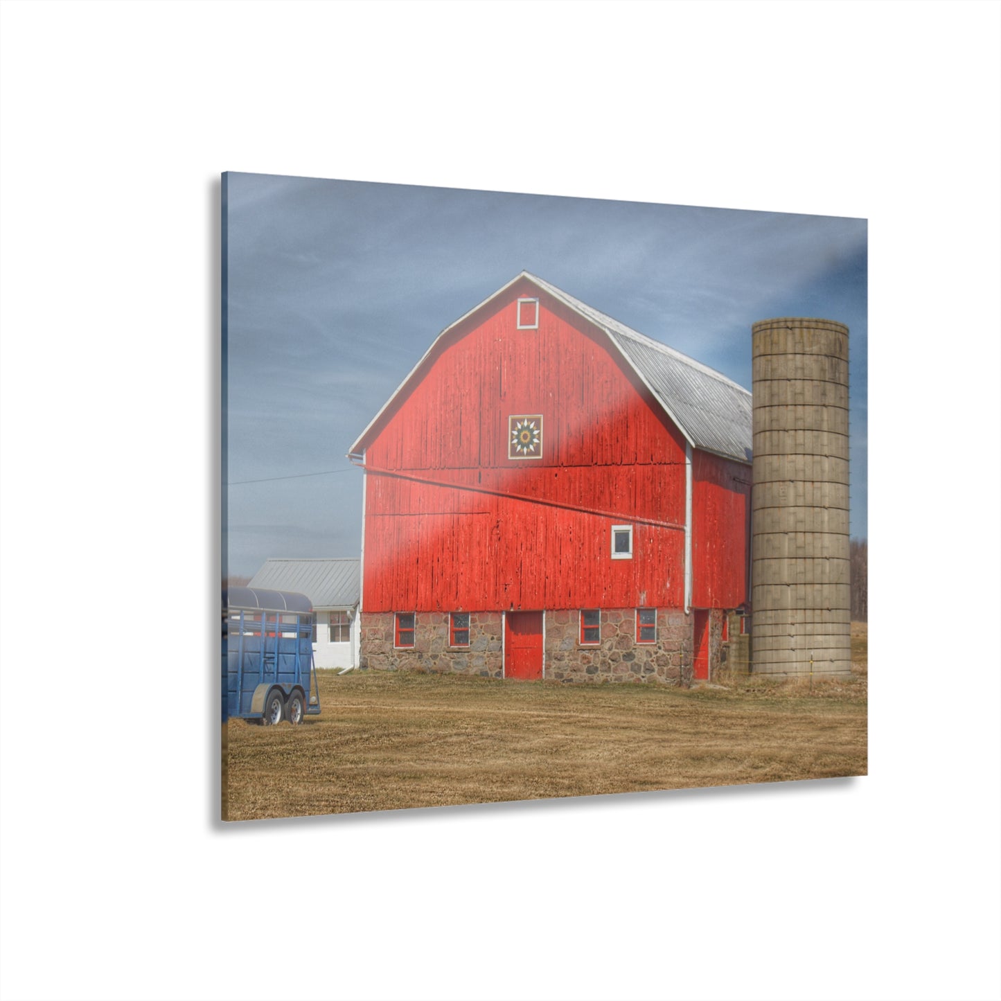 U R There Photography West Brown Road Quilted Red Rustic Farmhouse Acrylic Wall Print