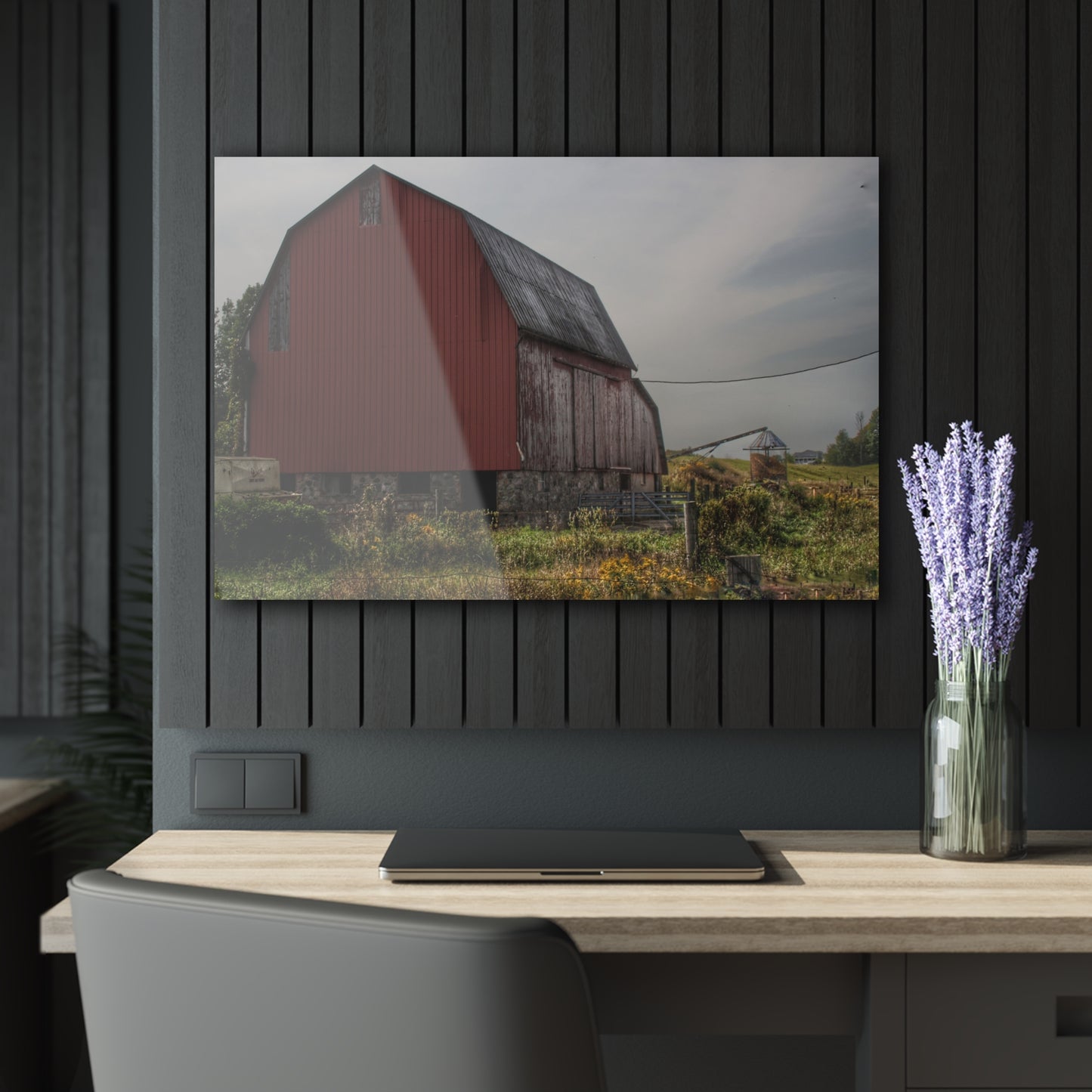 U R There Photography Roadside Stone Red Rustic Farmhouse Acrylic Wall Print