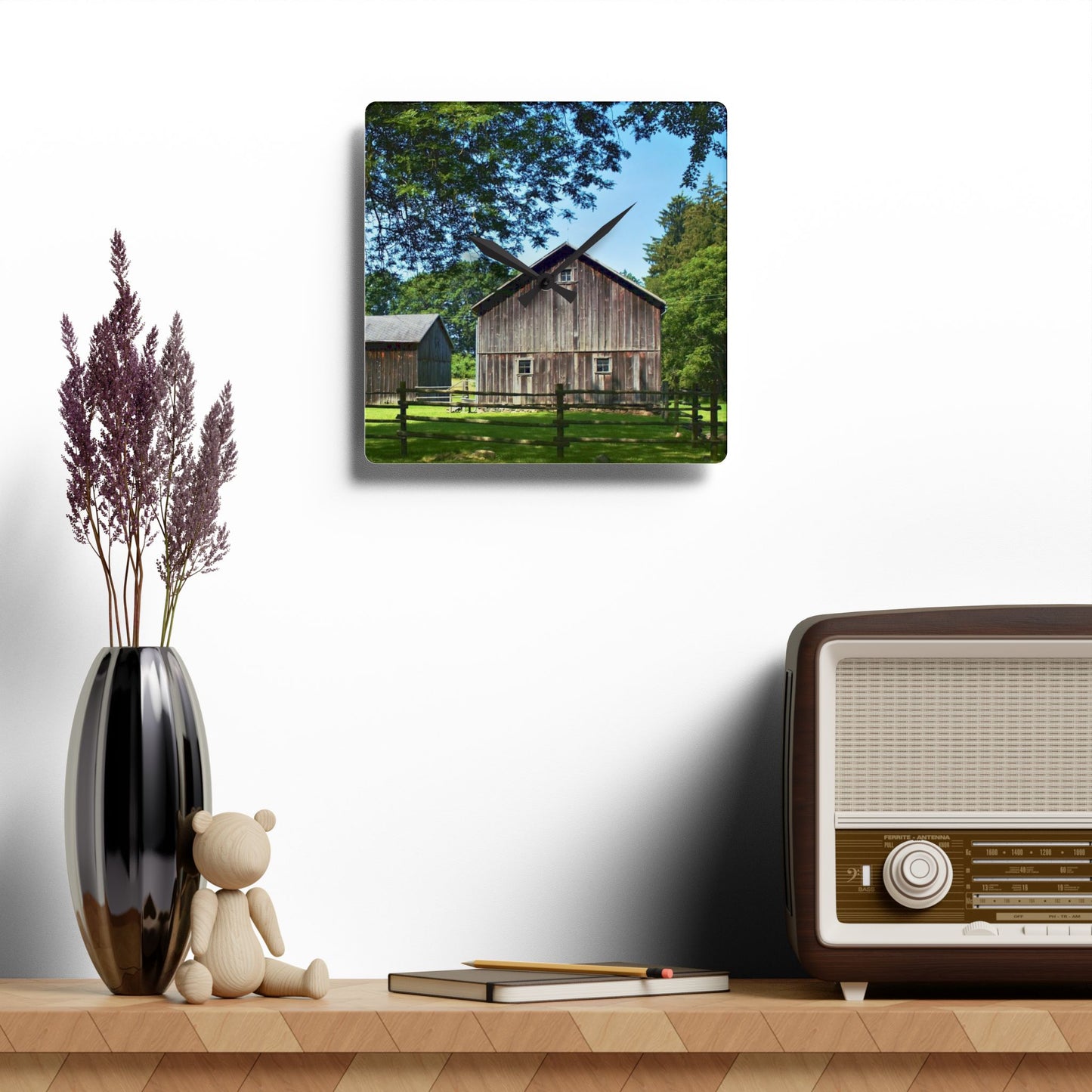 Rustic Farmhouse Wall Clock featuring Otisville Grey