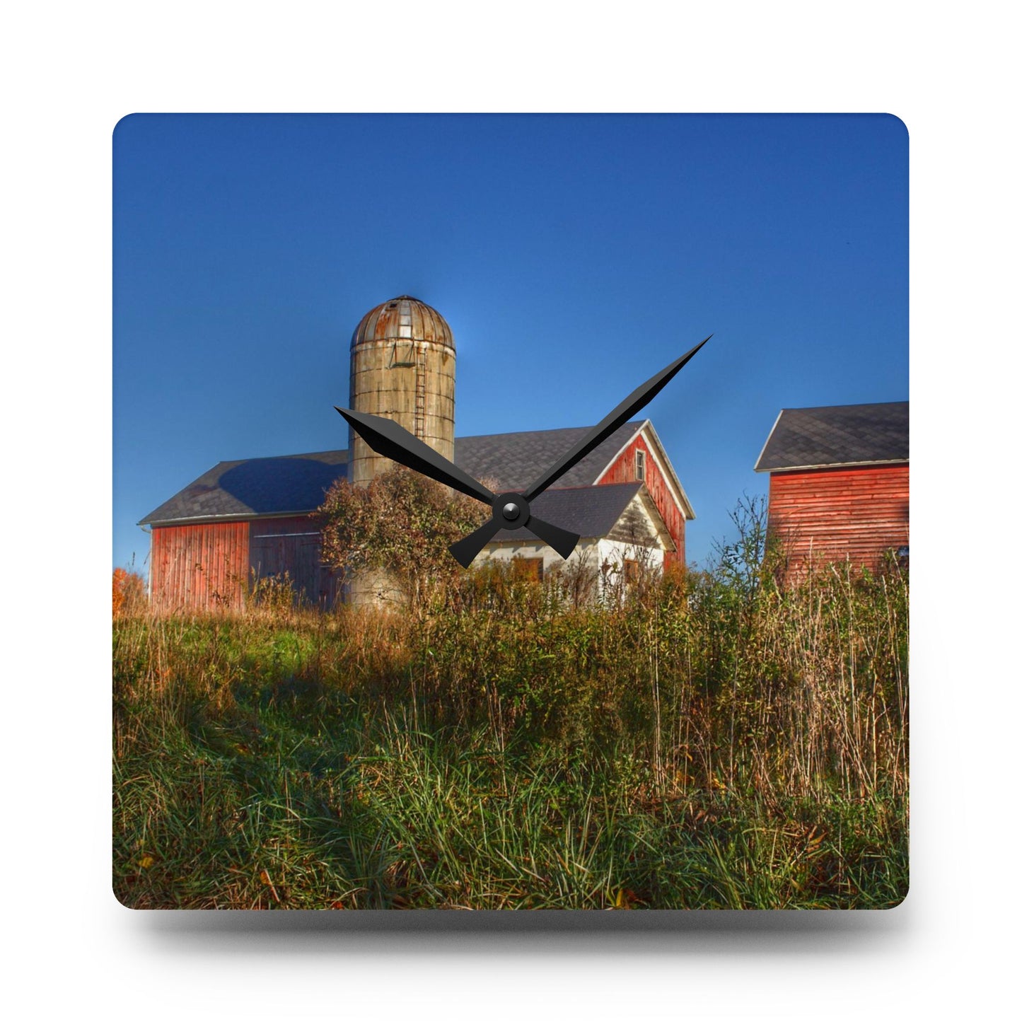 U R There Photography Clarkston Road Red II Rustic Farmhouse Acrylic Analog Wall Clock
