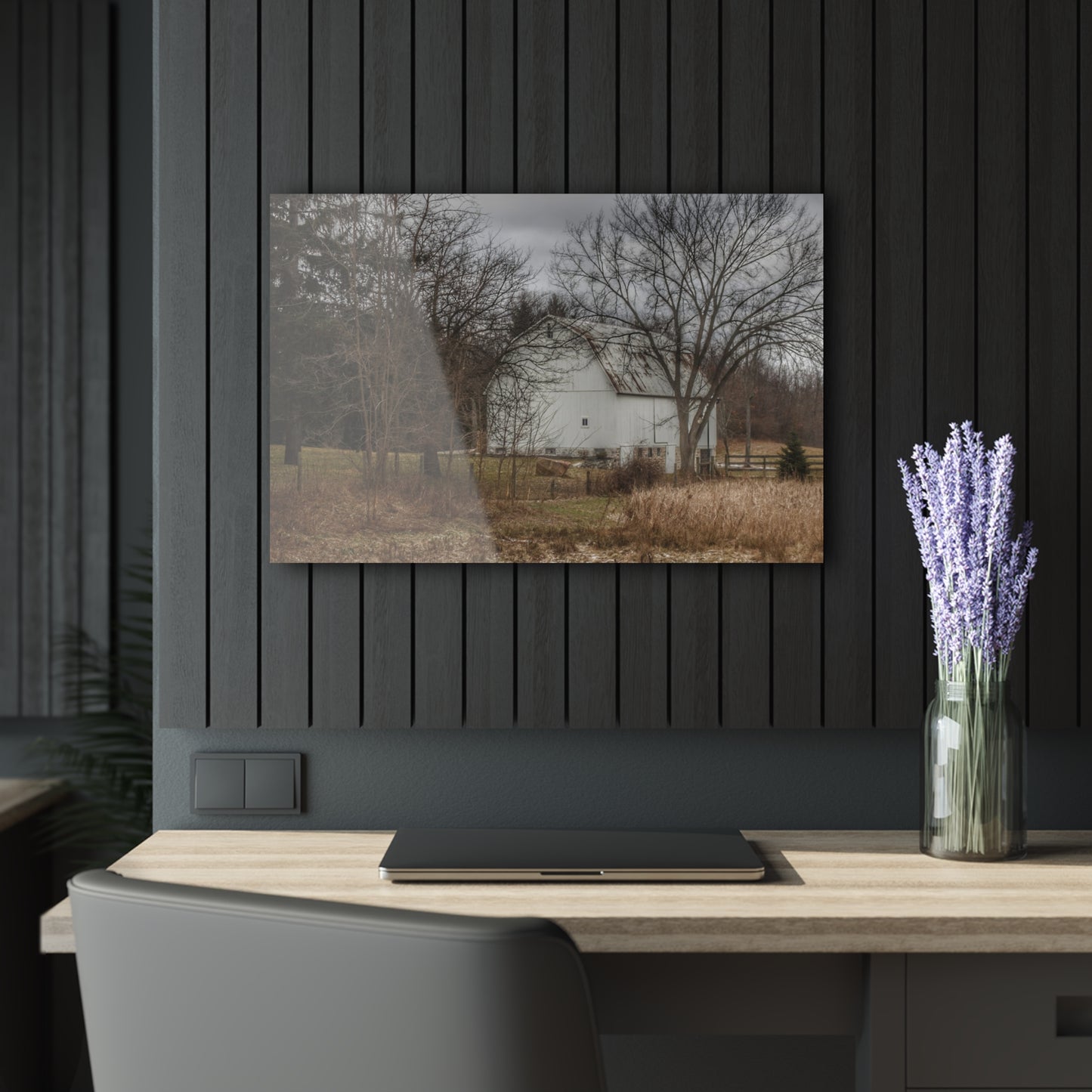 U R There Photography Oakwood Road White II Rustic Farmhouse Acrylic Wall Print
