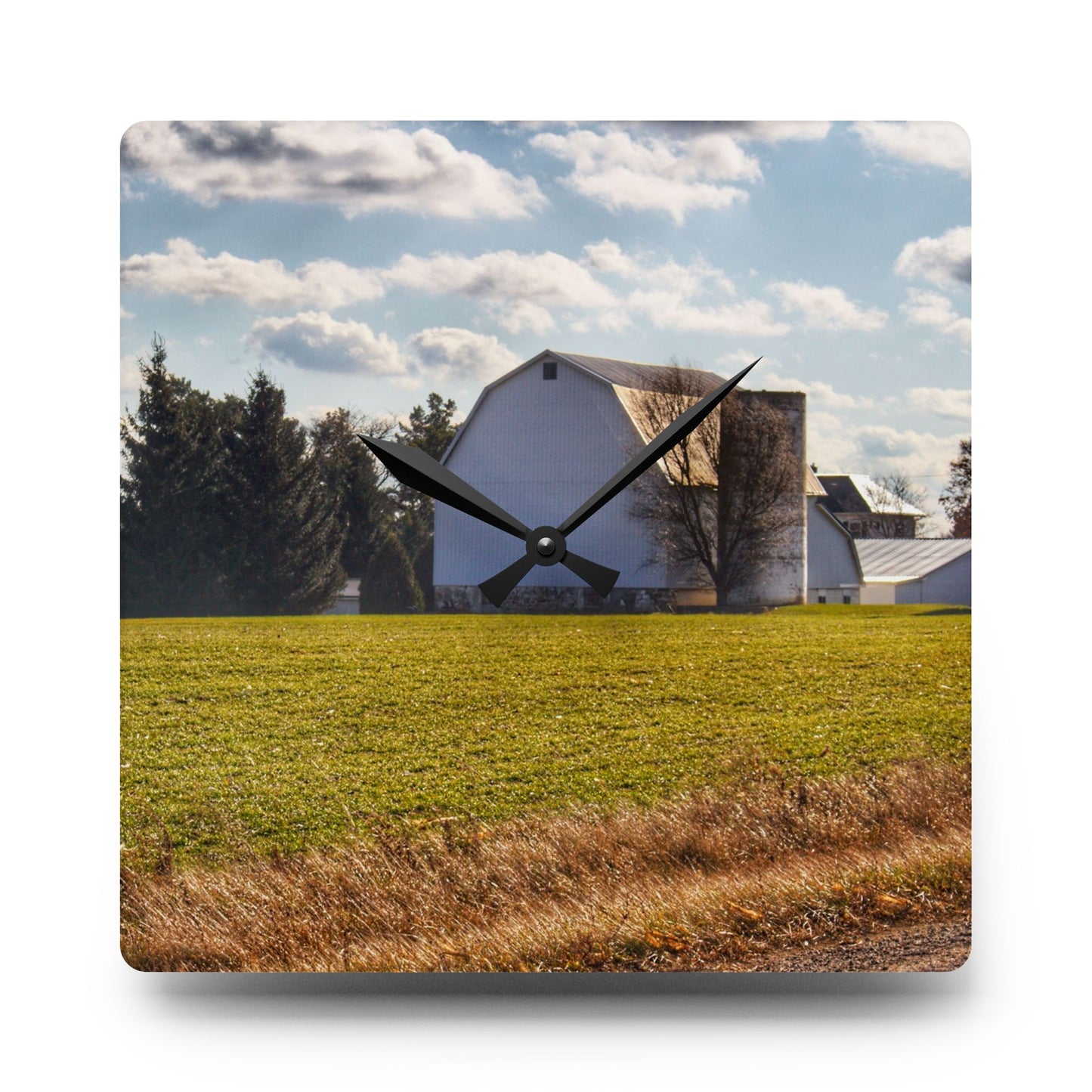 U R There Photography Sandusky White Rustic Farmhouse Acrylic Analog Wall Clock