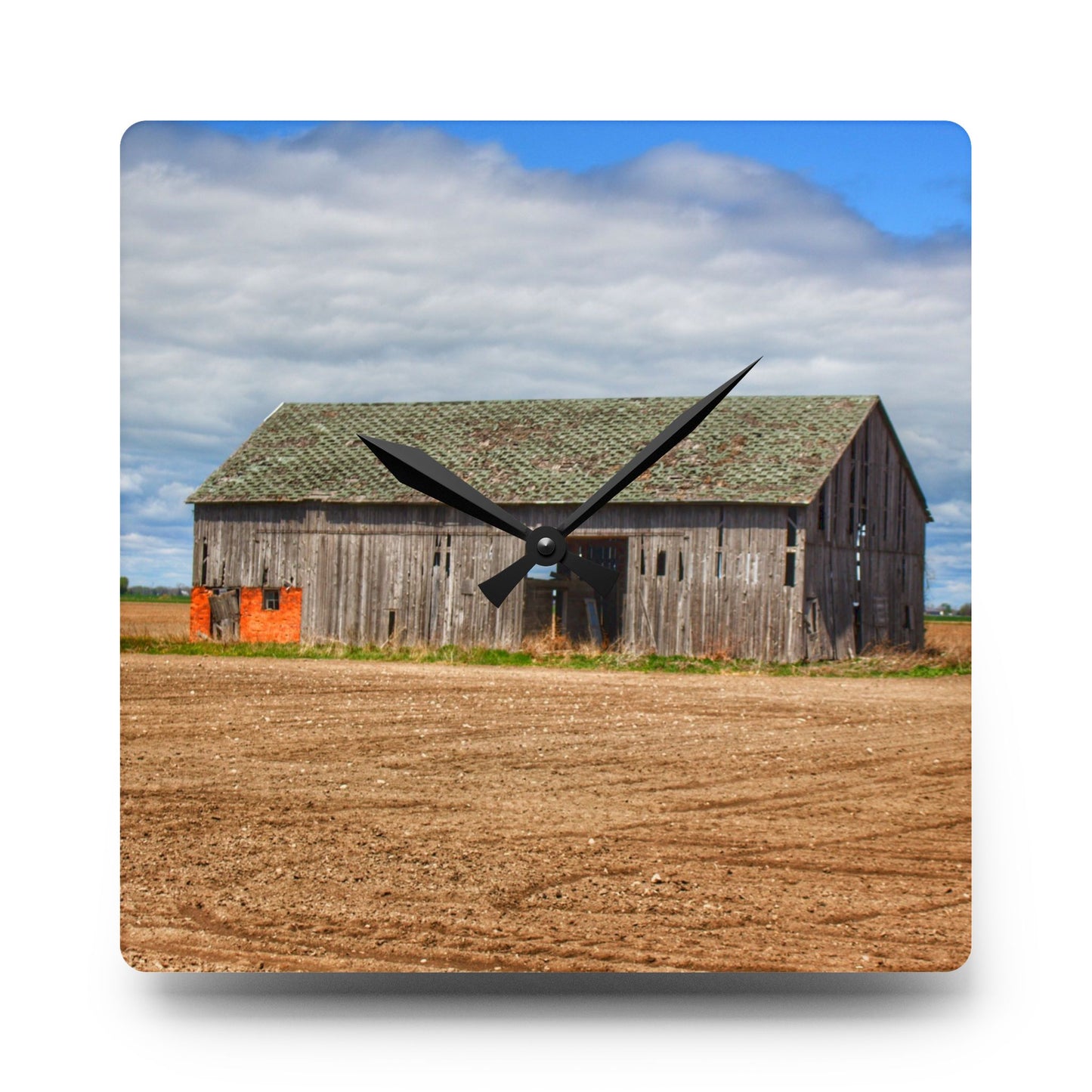U R There Photography Rescue Road Grey Rustic Farmhouse Acrylic Analog Wall Clock
