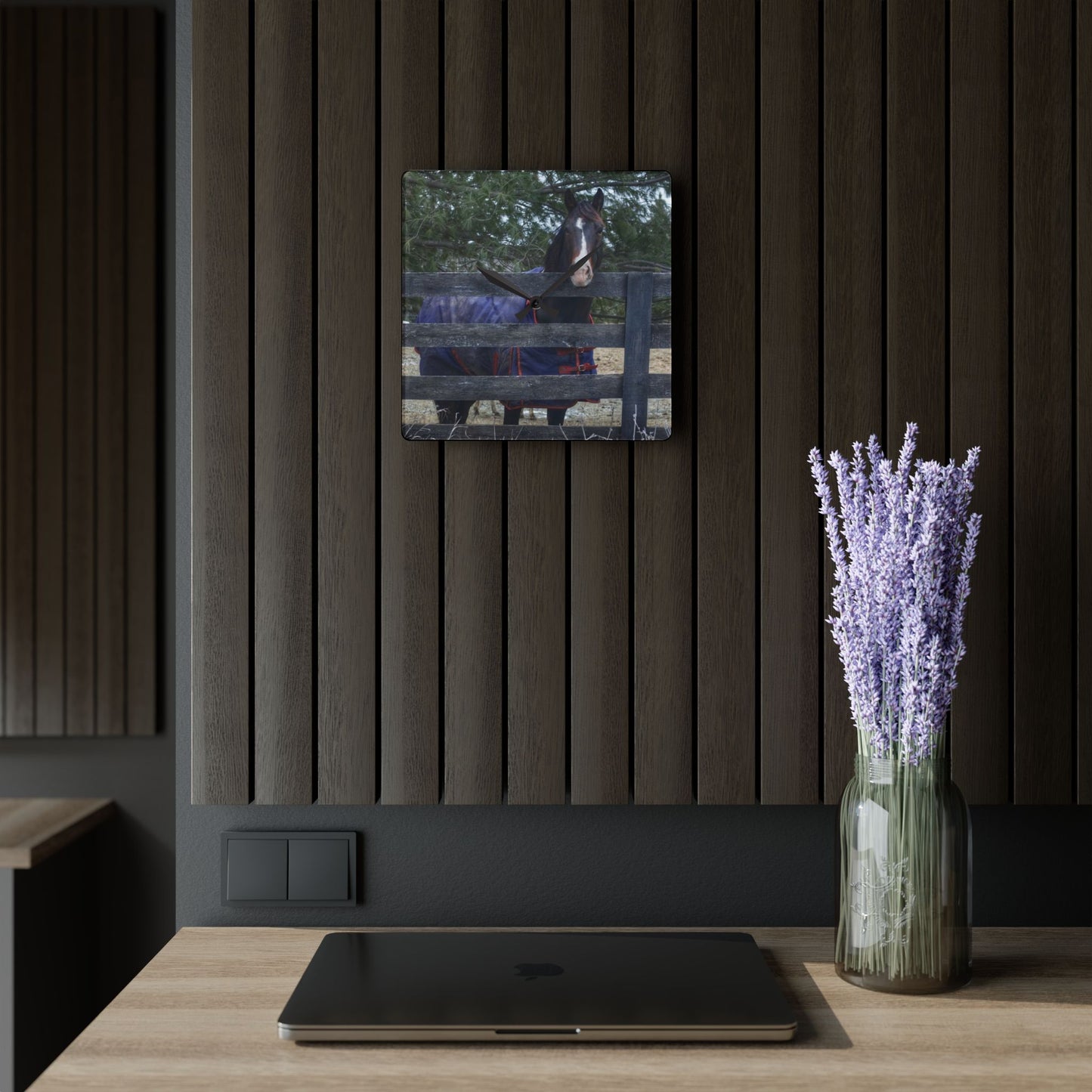 U R There Photography Hosner Road Chestnut Rustic Farmhouse Acrylic Analog Wall Clock
