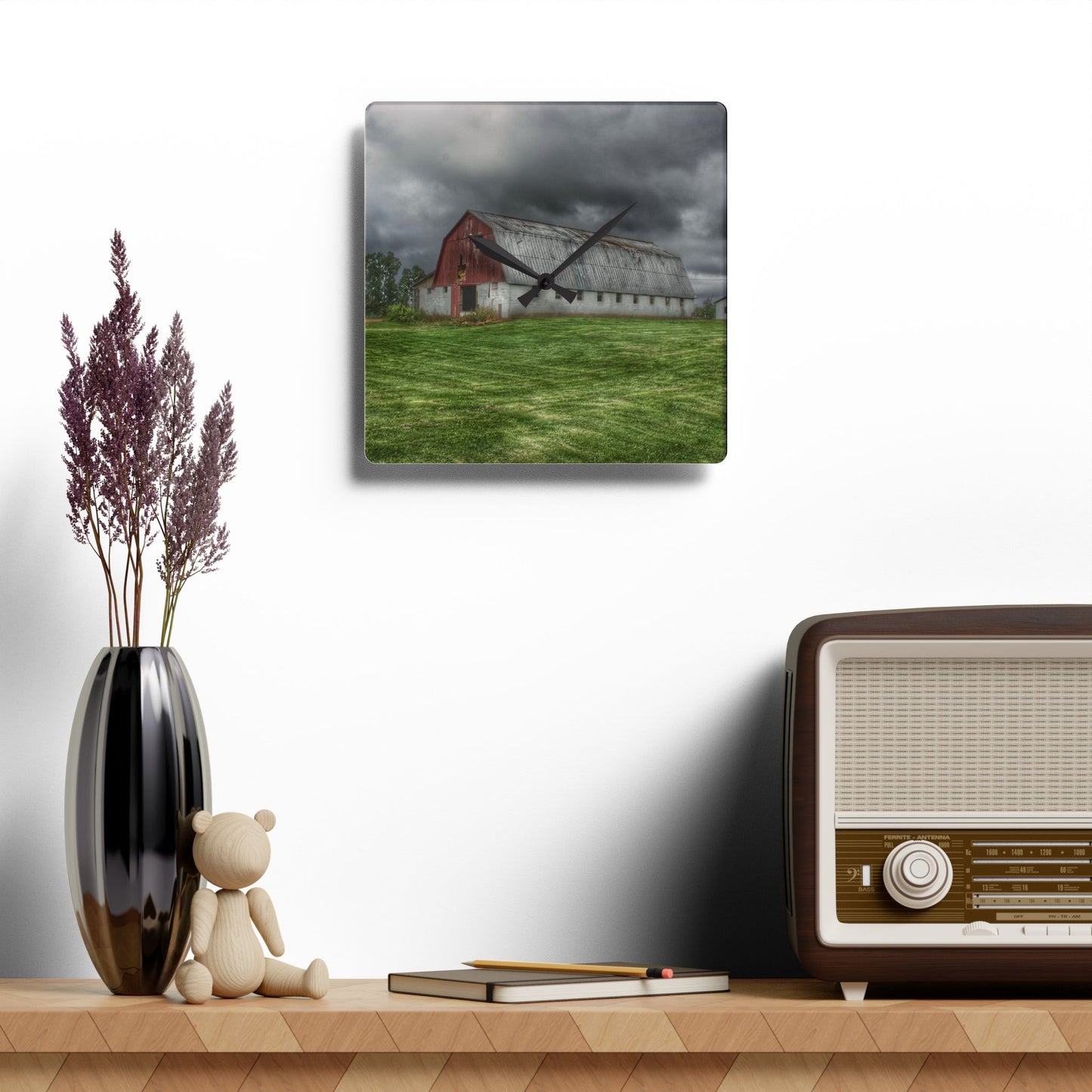 Rustic Farmhouse Wall Clock featuring Peters Red Appaloosa I