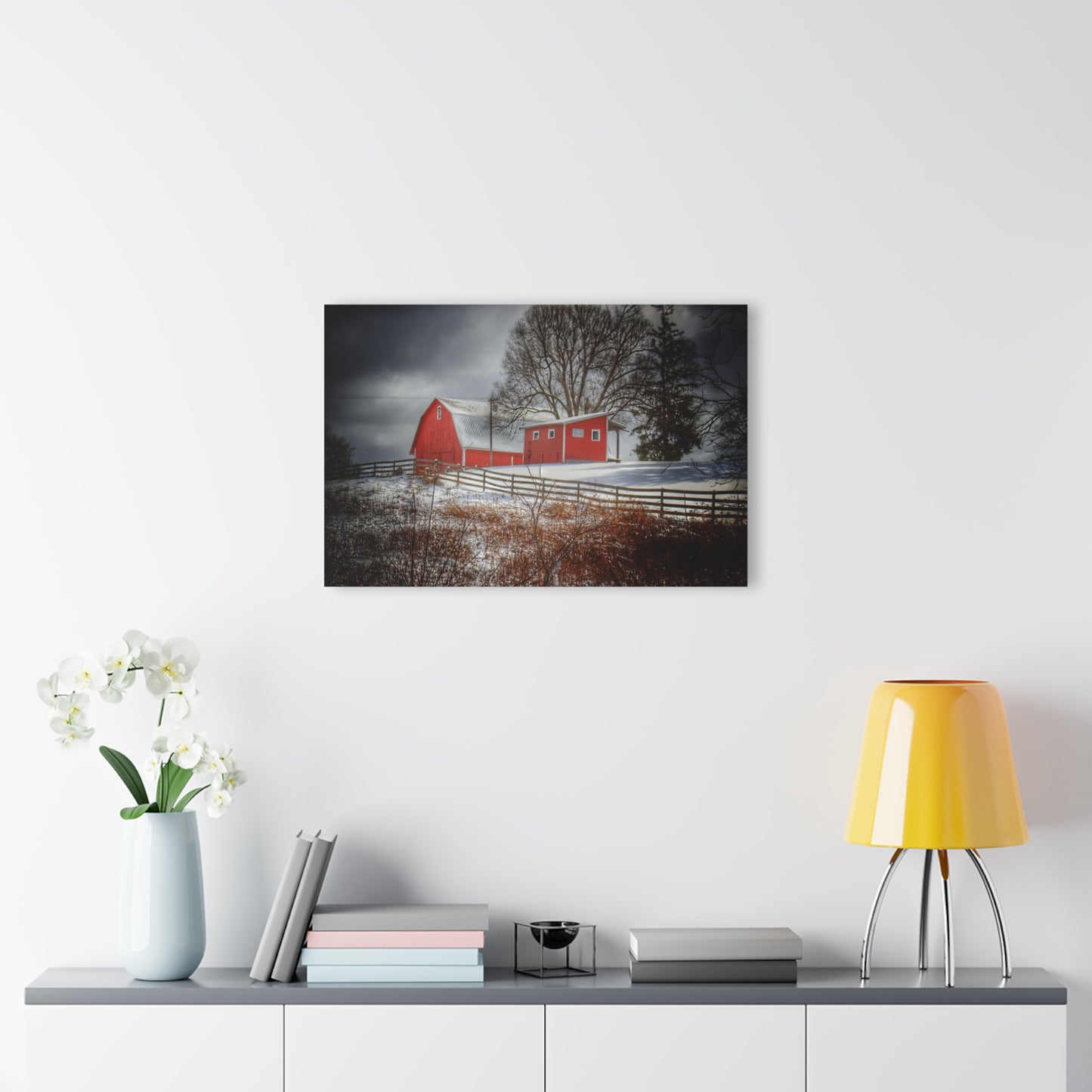 U R There Photography Catlin Red and Fence I Rustic Farmhouse Acrylic Wall Print
