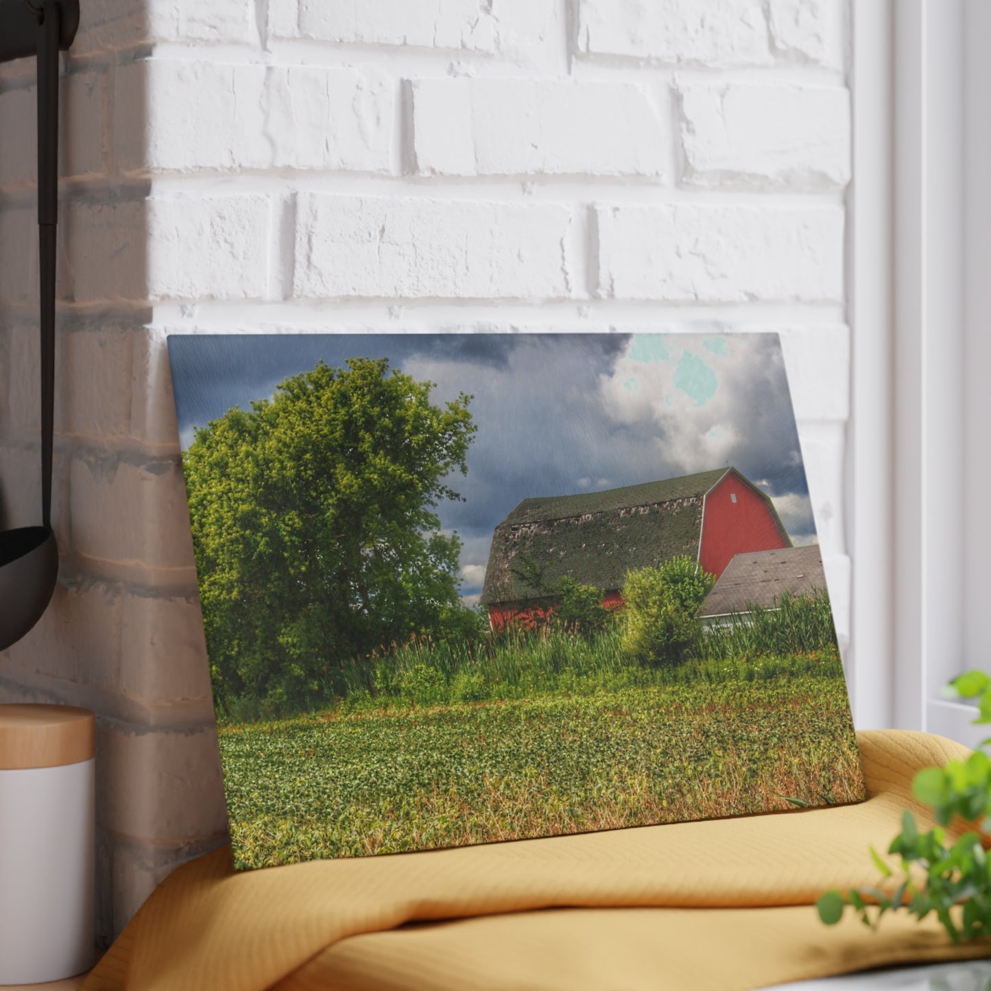 U R There Photography Shelby Red IV Rustic Farmhouse Tempered-Glass Cutting Board