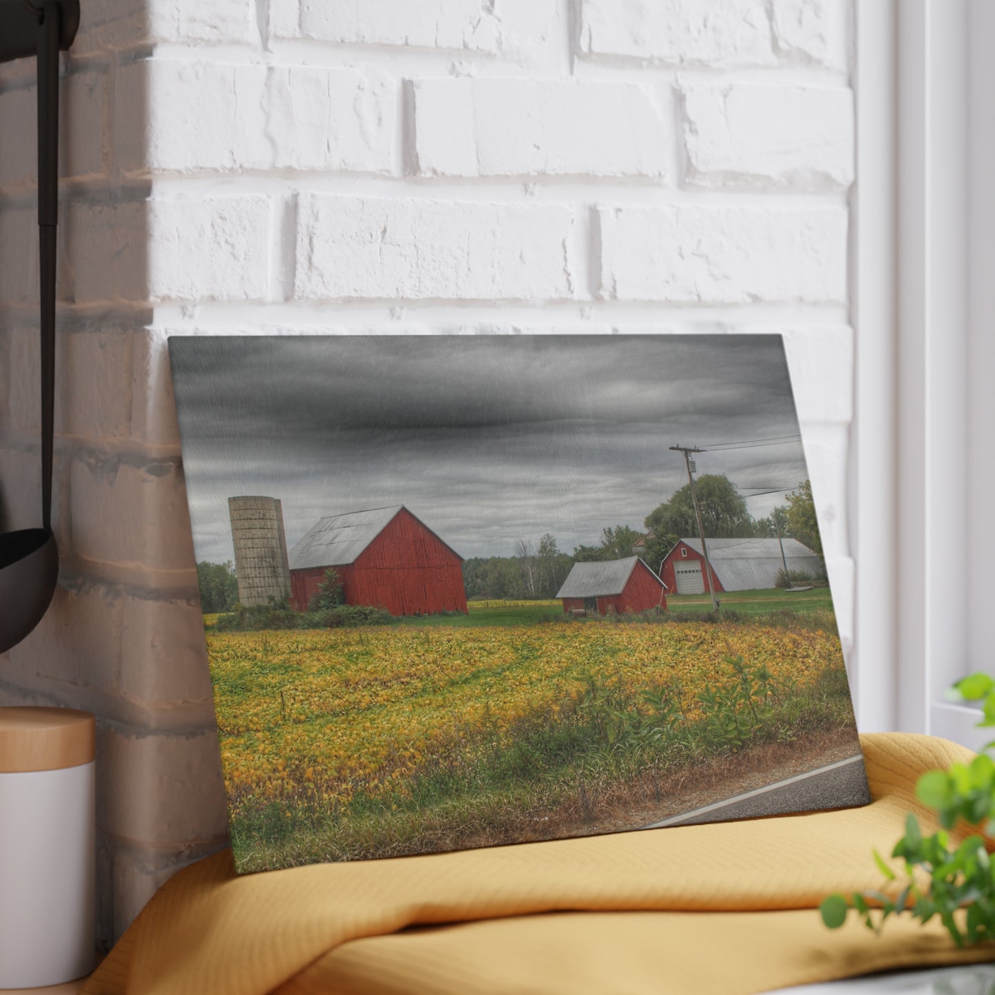 U R There Photography Kingston Road Trio II Rustic Farmhouse Tempered-Glass Cutting Board