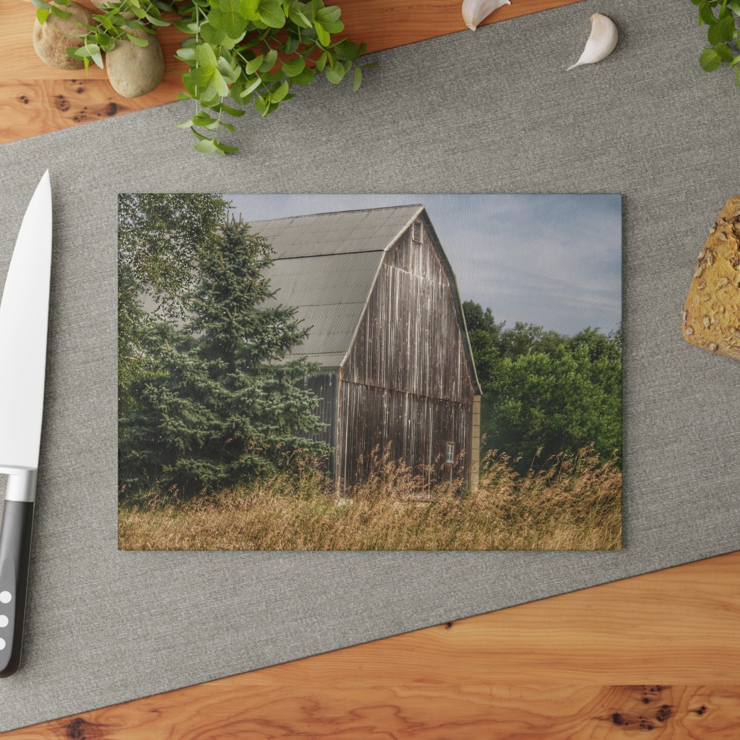 U R There Photography Seymour Lake Road Hidden Grey Rustic Farmhouse Tempered-Glass Cutting Board