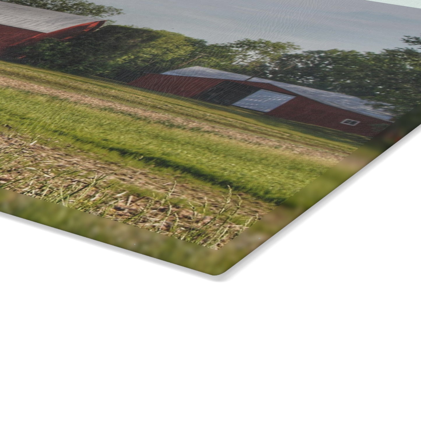U R There Photography Catlin Road Reds Rustic Farmhouse Tempered-Glass Cutting Board