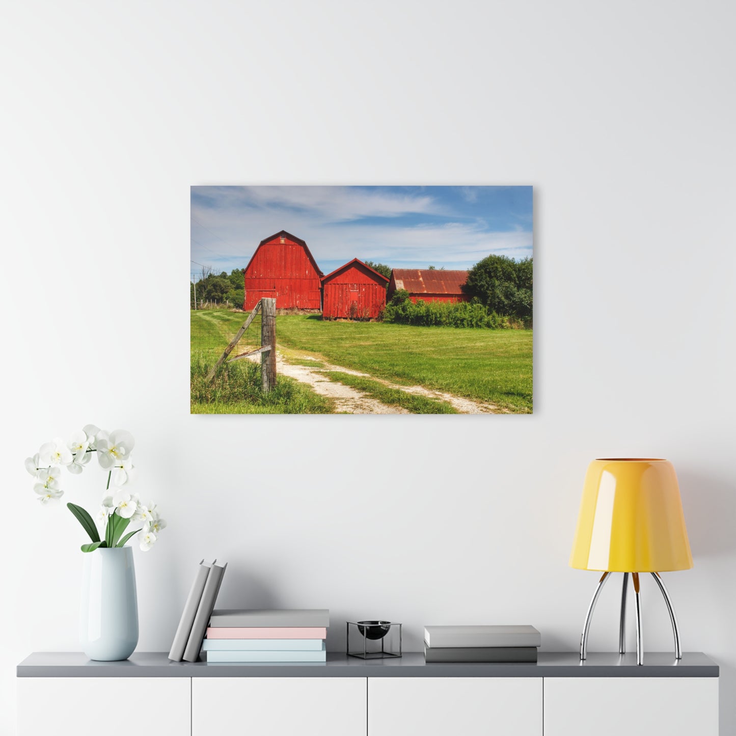 U R There Photography South Oak Road Reds I Rustic Farmhouse Acrylic Wall Print