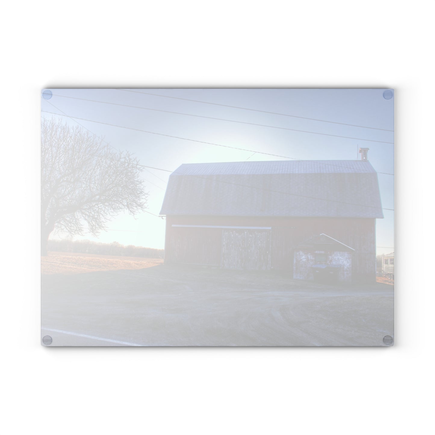 U R There Photography Rochester Red on a Spring Morning Rustic Farmhouse Tempered-Glass Cutting Board