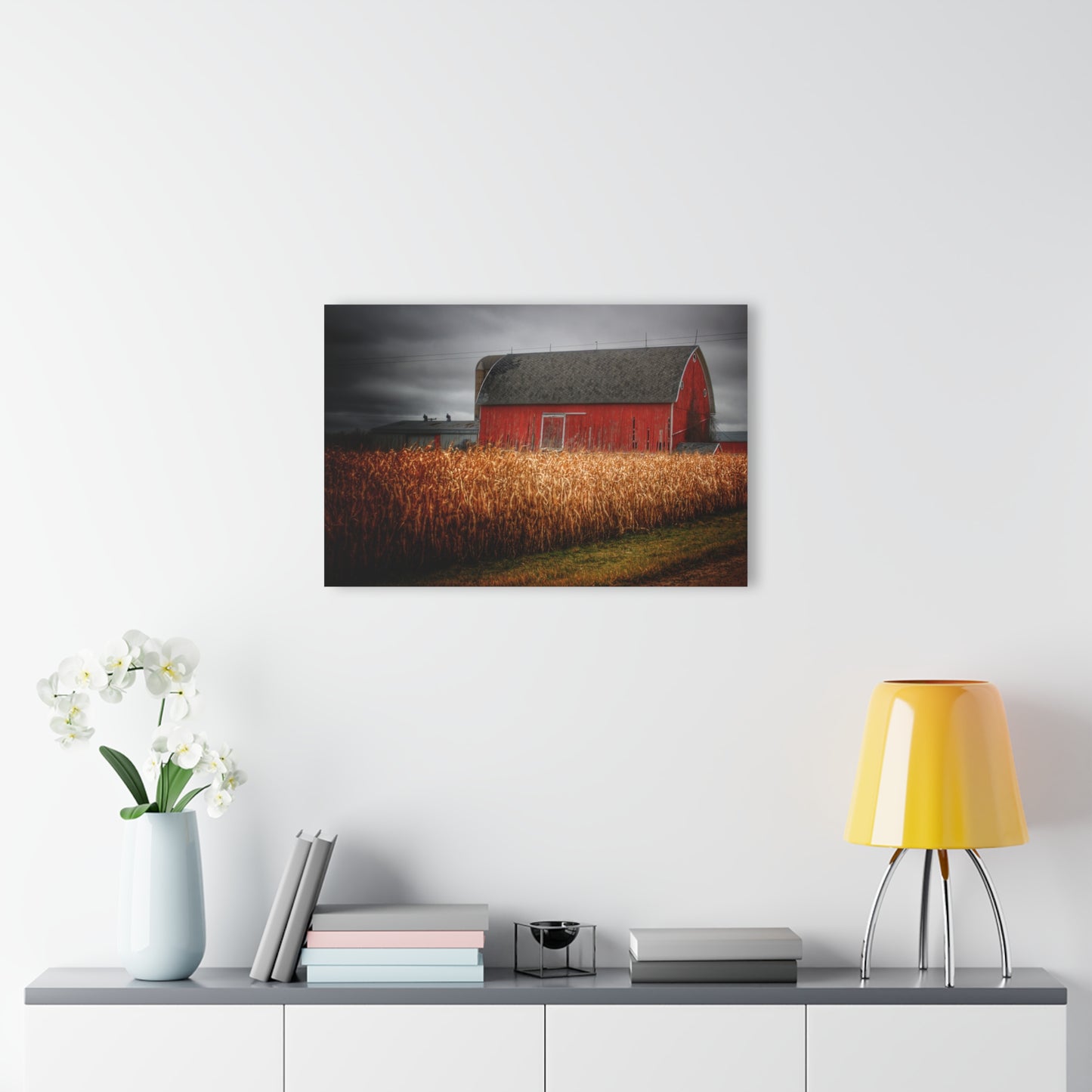 U R There Photography Slattery Road Cornfield Red Rustic Farmhouse Acrylic Wall Print