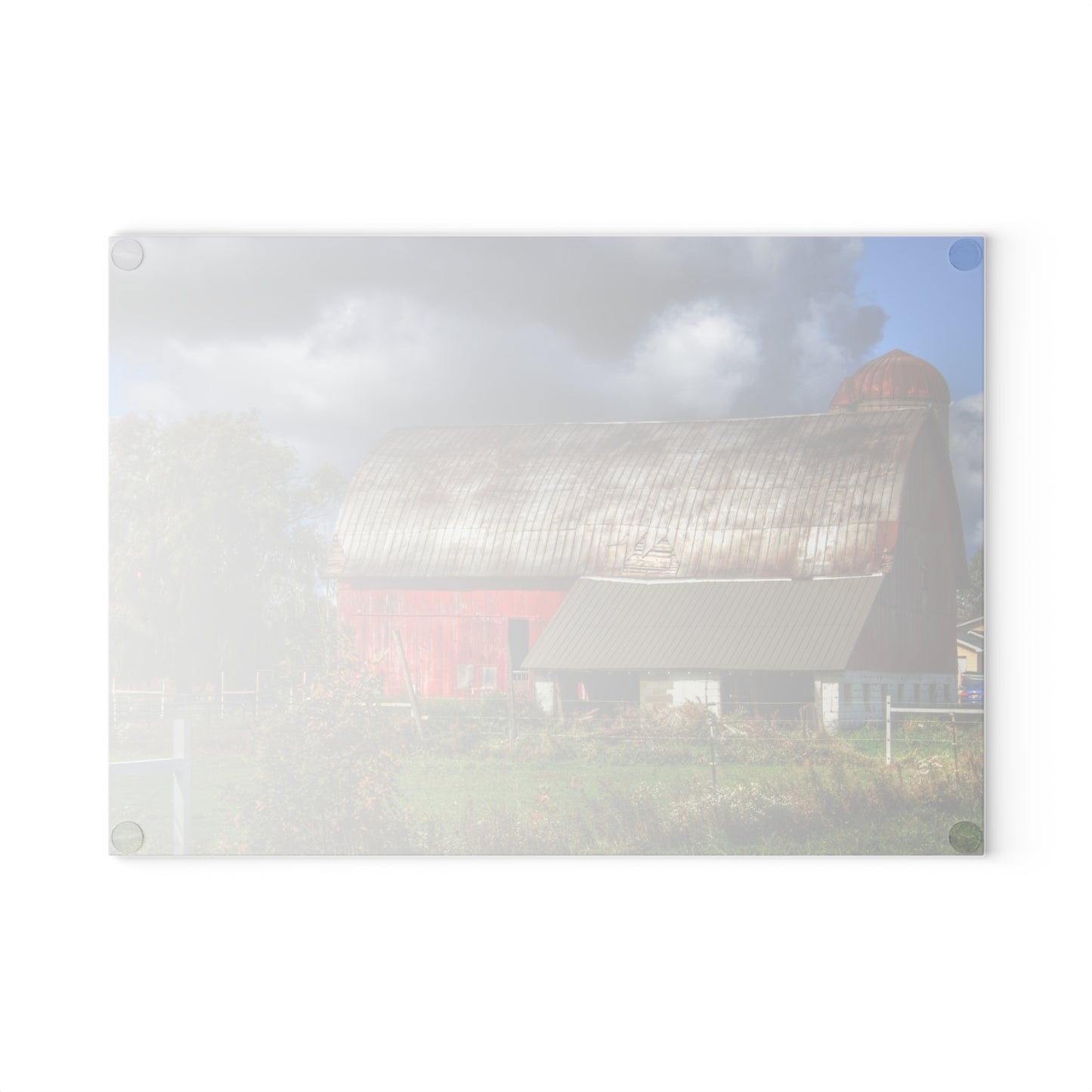 U R There Photography Washburn Rusted Red Rustic Farmhouse Tempered-Glass Cutting Board