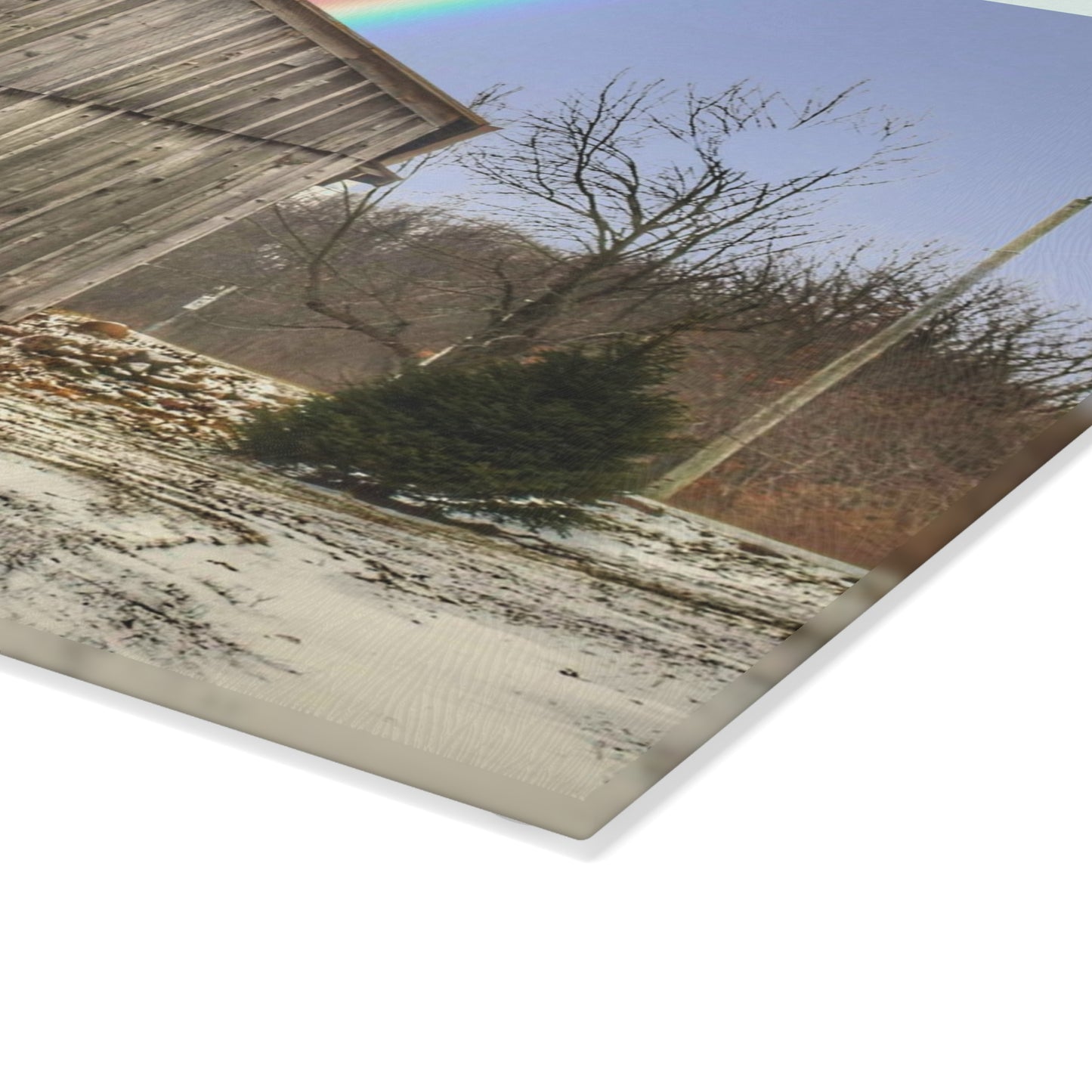 U R There Photography Barn Blessings on Sutton Road Rustic Farmhouse Tempered-Glass Cutting Board 8"x 11"