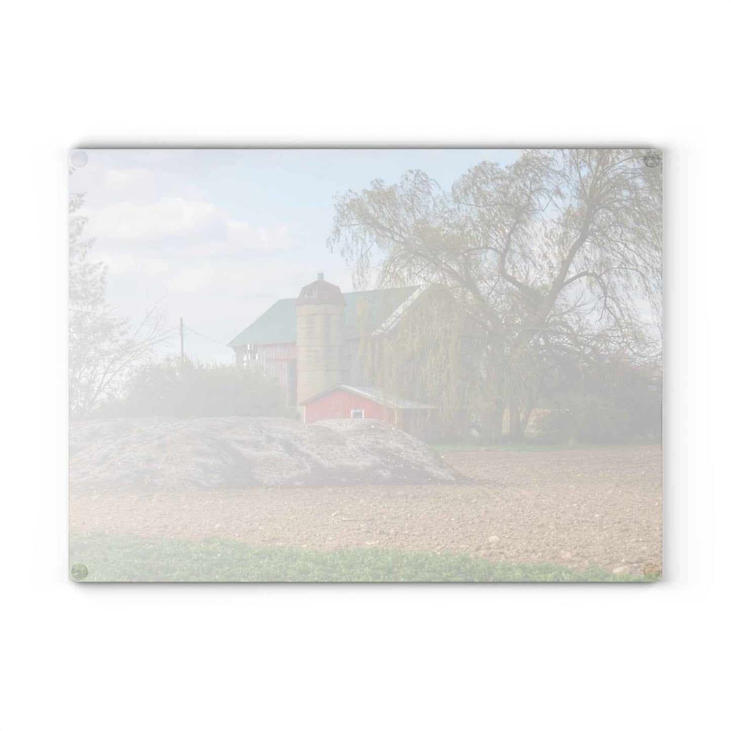 U R There Photography Cedar Creek Road Red Rustic Farmhouse Tempered-Glass Cutting Board
