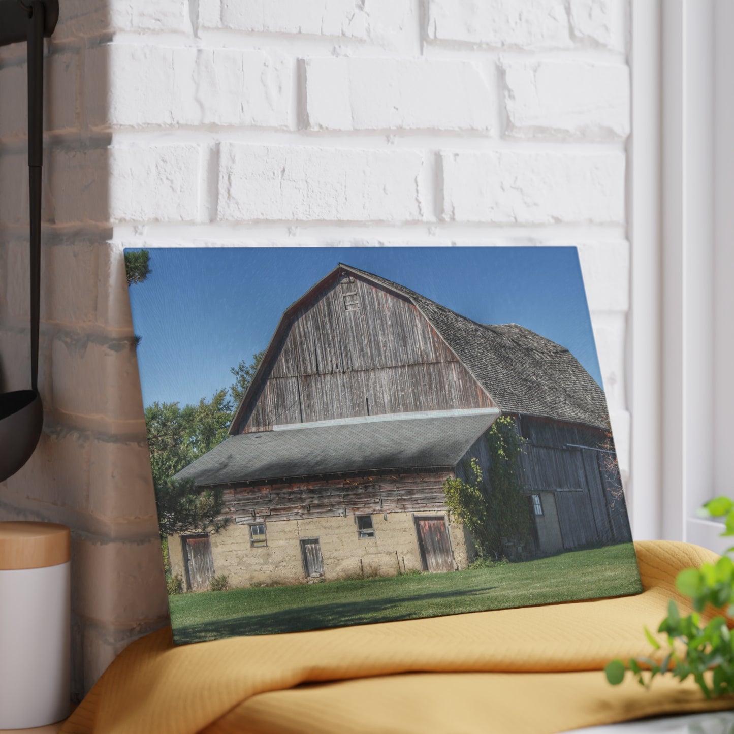 U R There Photography Snover Old Grey Rustic Farmhouse Tempered-Glass Cutting Board