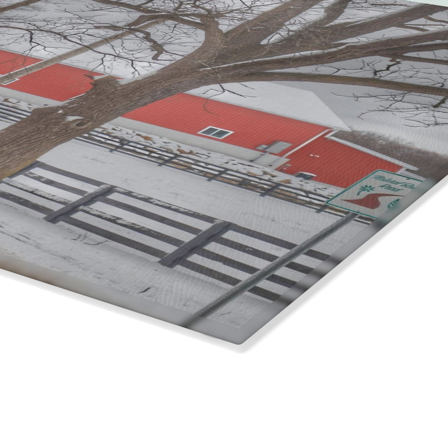 U R There Photography Barns of Barber Road I Rustic Farmhouse Tempered-Glass Cutting Board