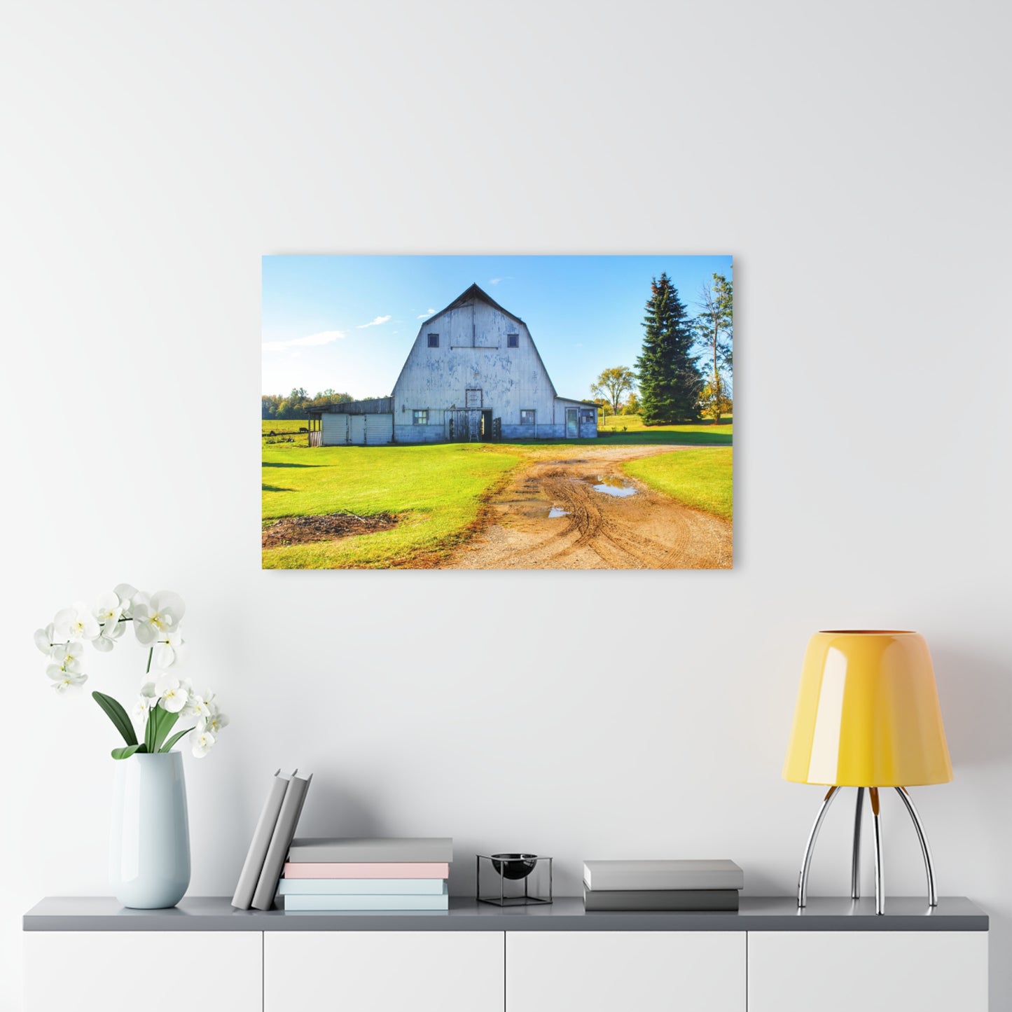U R There Photography Yale Fremont Road Grey Rustic Farmhouse Acrylic Wall Print