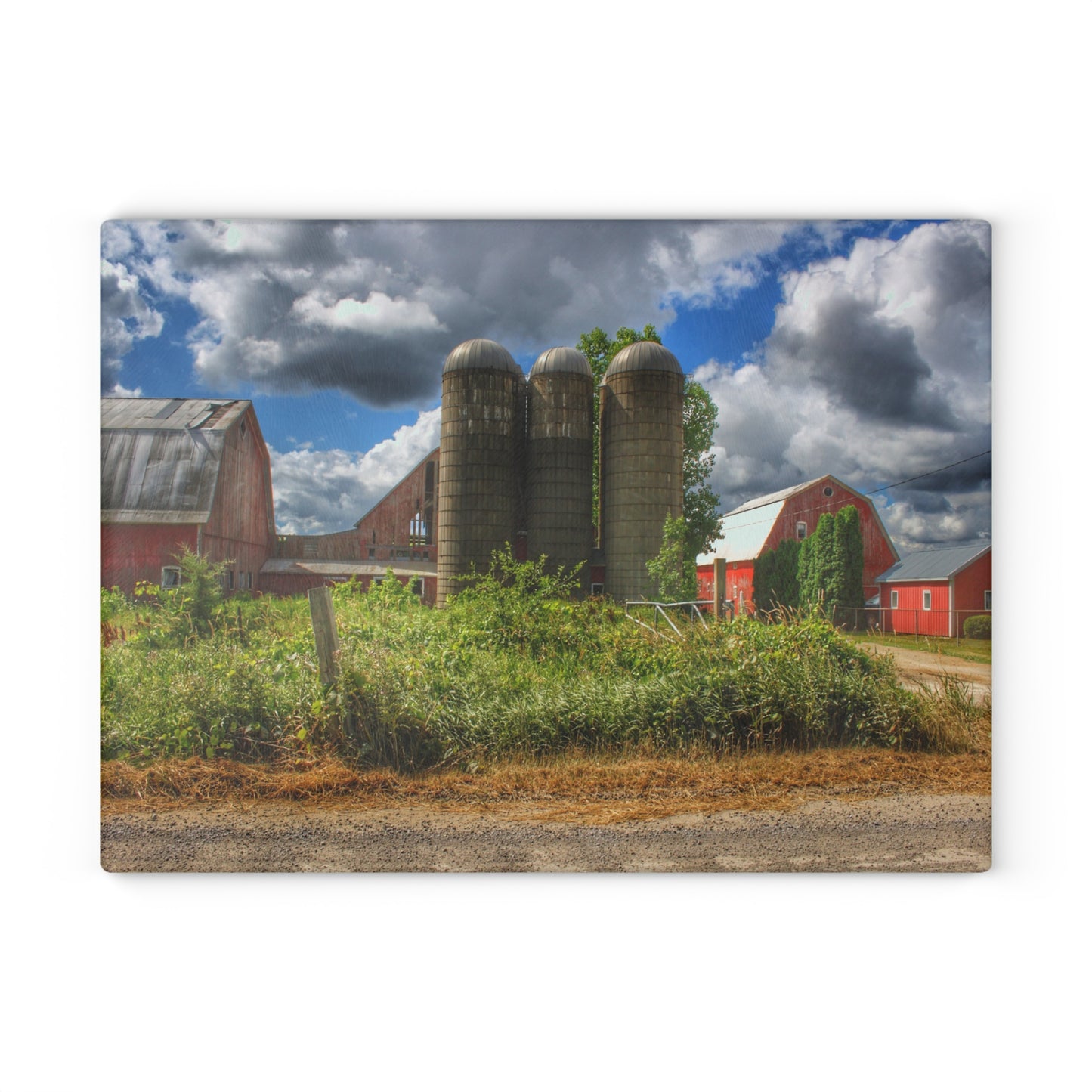 U R There Photography Shelby Red II Rustic Farmhouse Tempered-Glass Cutting Board