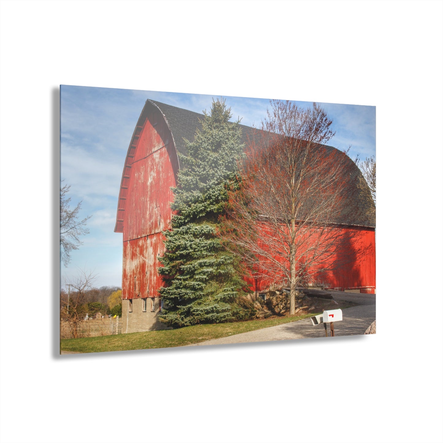 U R There Photography West Sutton Road Red Rustic Farmhouse Acrylic Wall Print