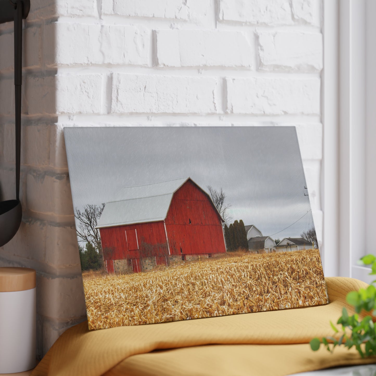 U R There Photography Jones Road Red Rustic Farmhouse Tempered-Glass Cutting Board