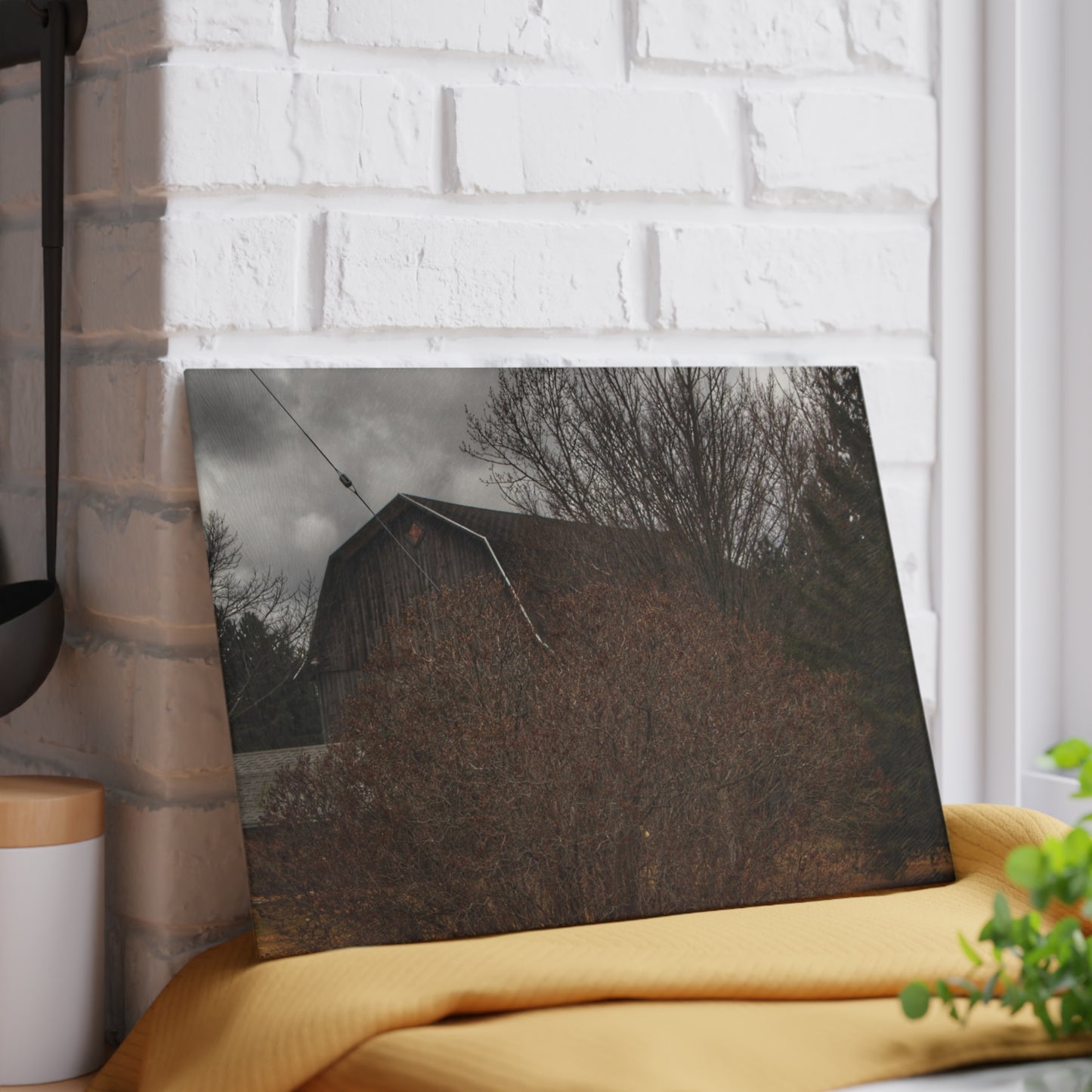 U R There Photography Caro Grey Hidden Rustic Farmhouse Tempered-Glass Cutting Board