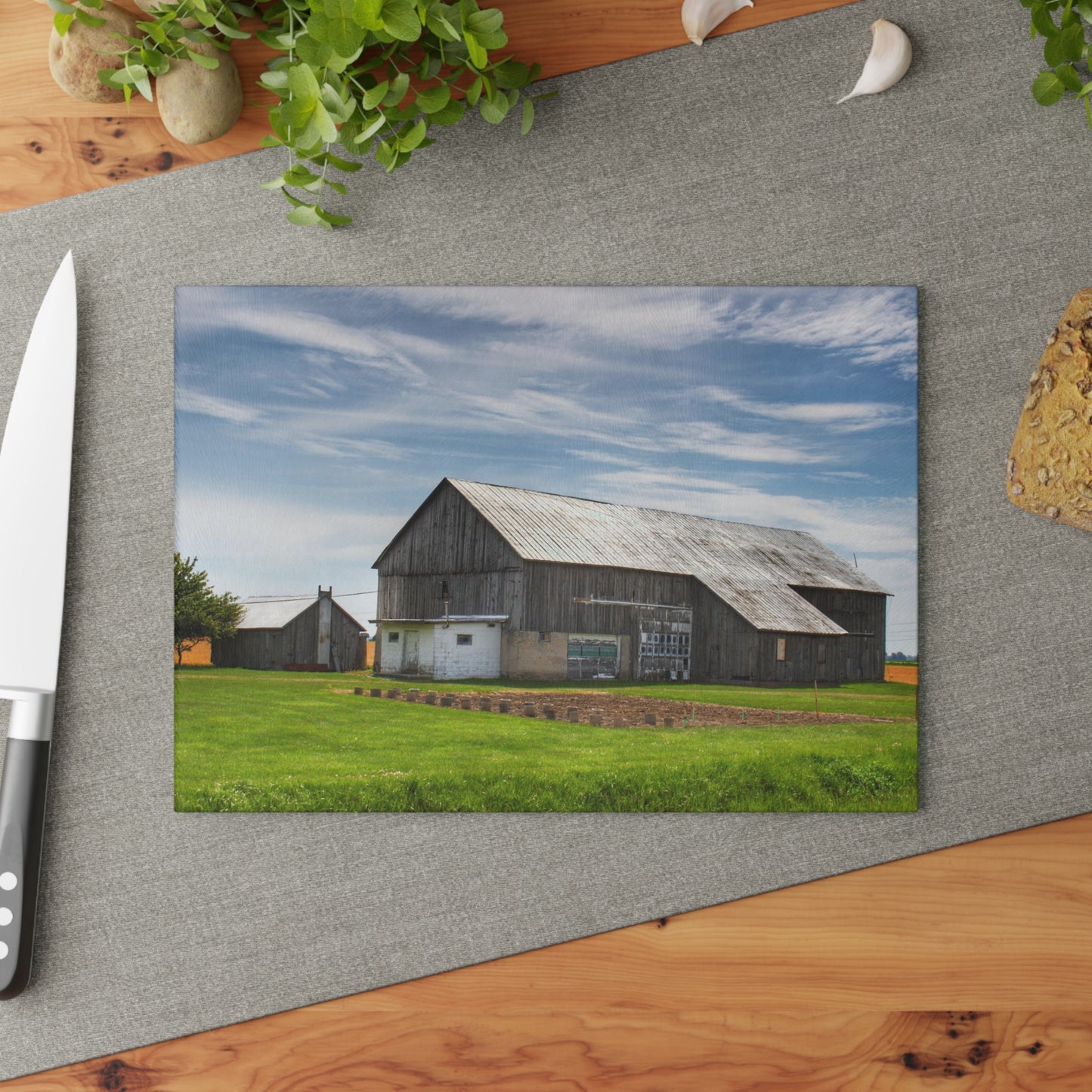 U R There Photography Bay Port Road Greys Rustic Farmhouse Tempered-Glass Cutting Board