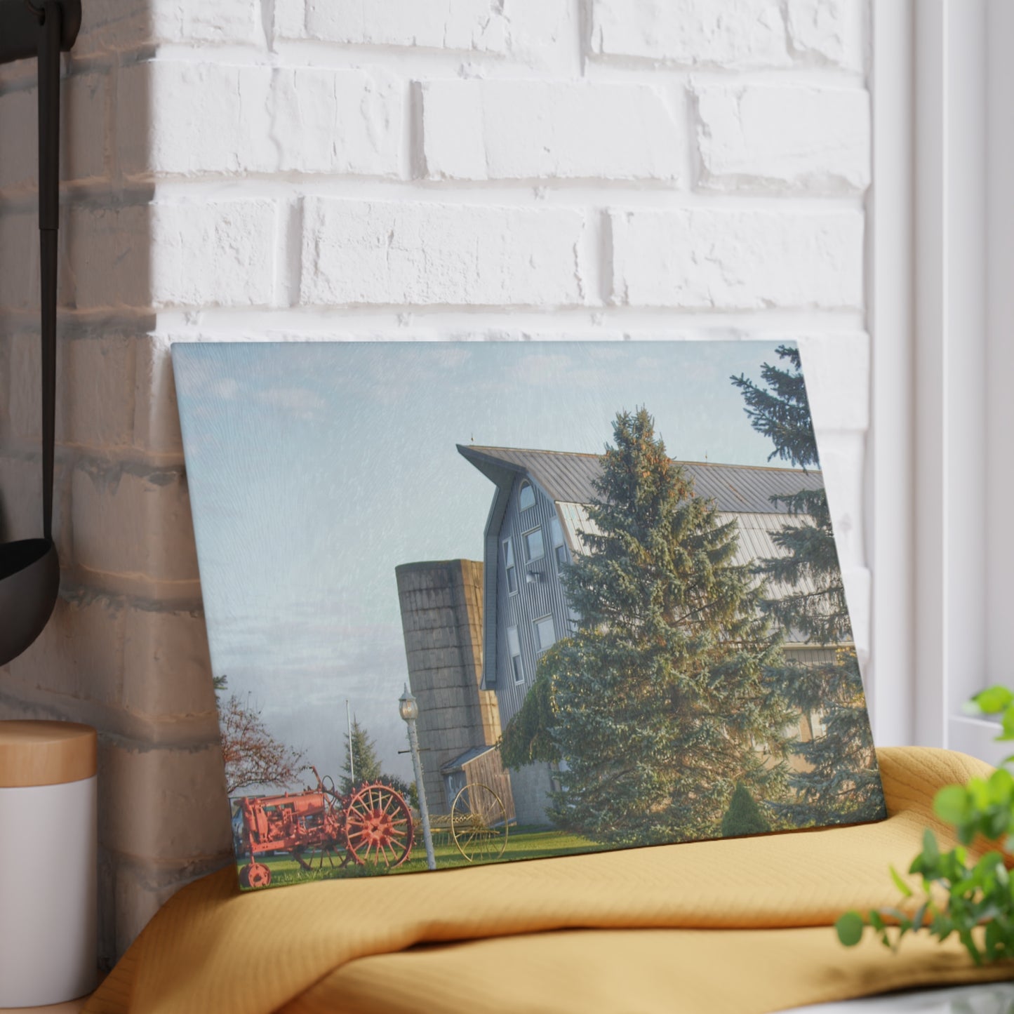 U R There Photography Peppermill Grey Rustic Farmhouse Tempered-Glass Cutting Board