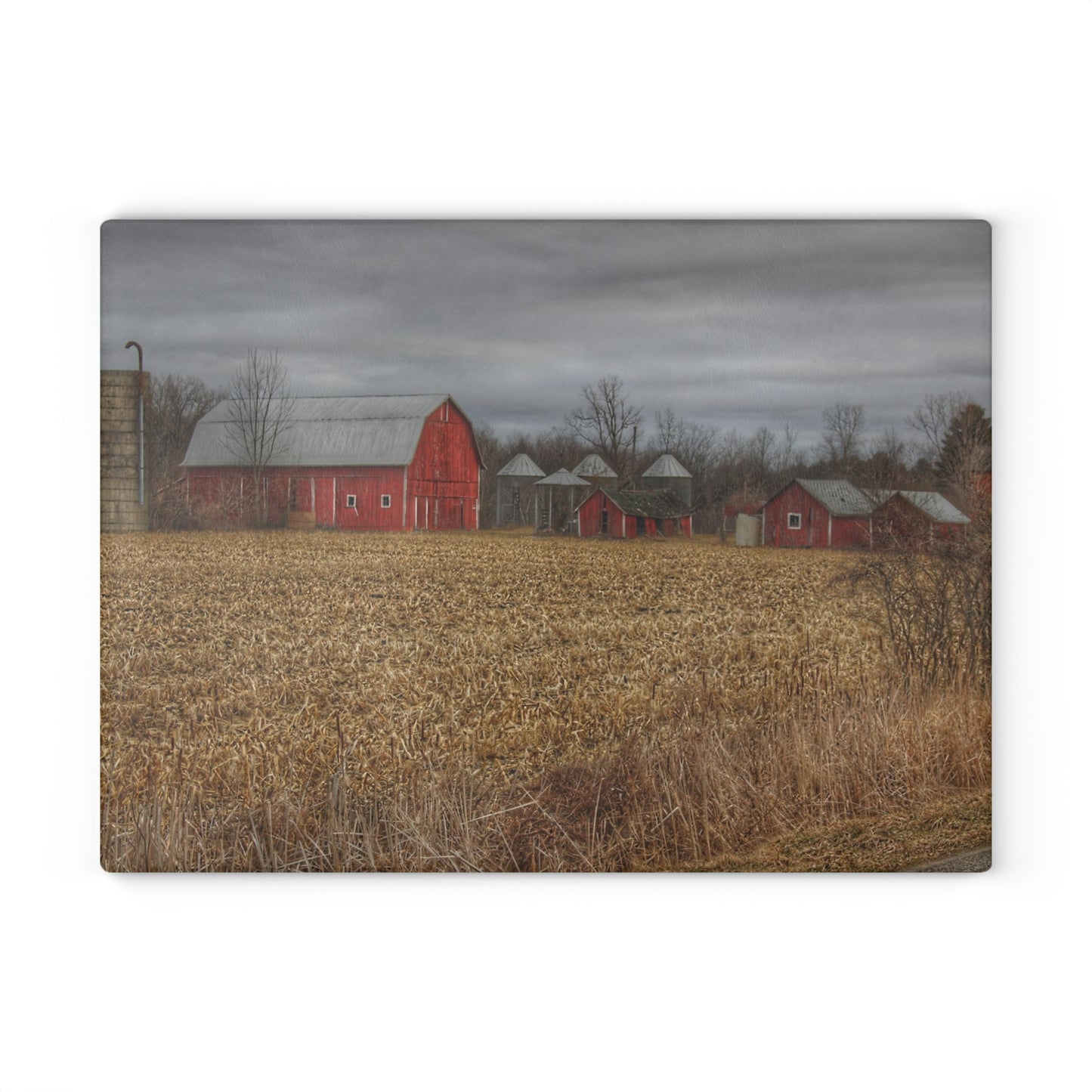U R There Photography Barns of Arbela II Rustic Farmhouse Tempered-Glass Cutting Board