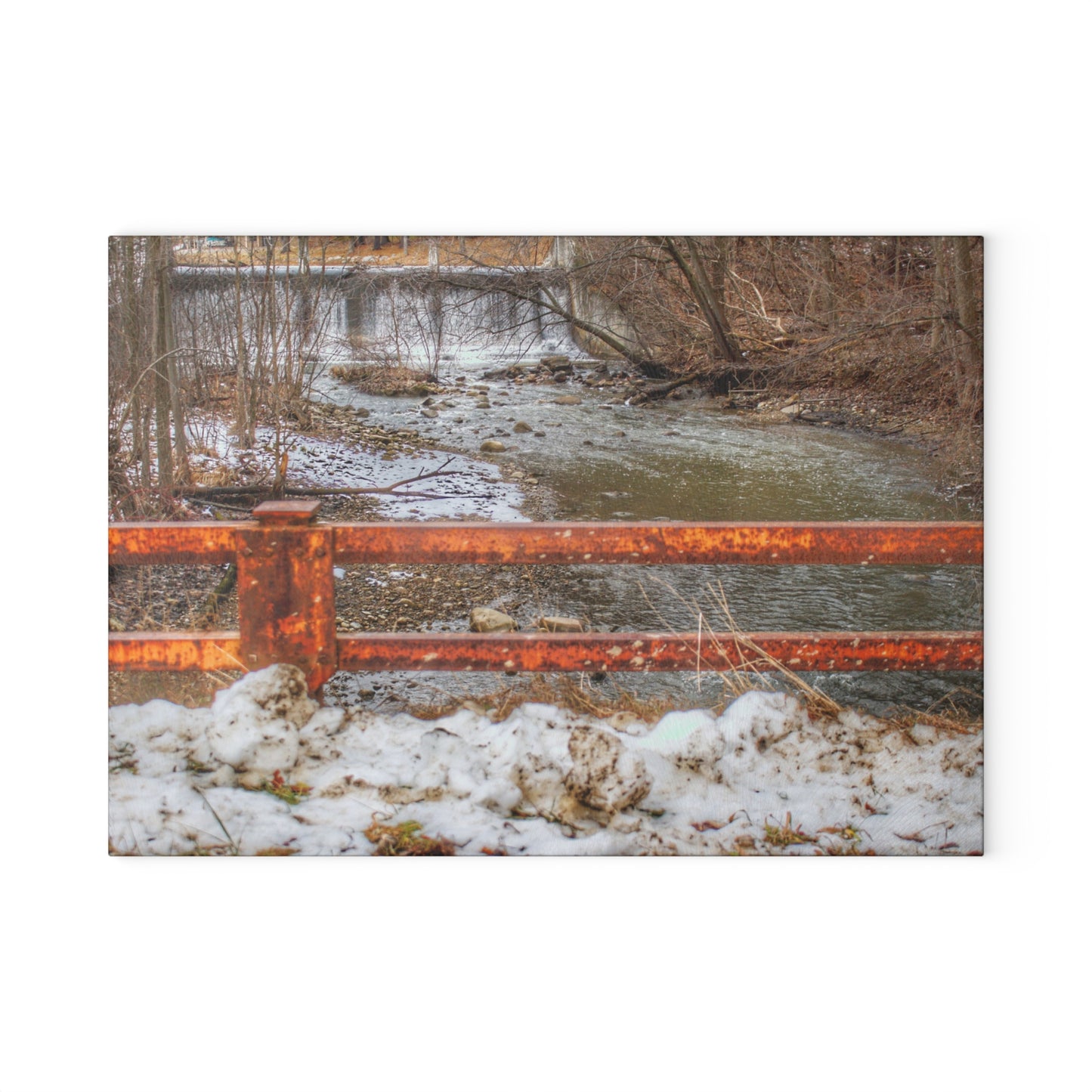 U R There Photography Piersonville Road Dam Rustic Farmhouse Tempered-Glass Cutting Board
