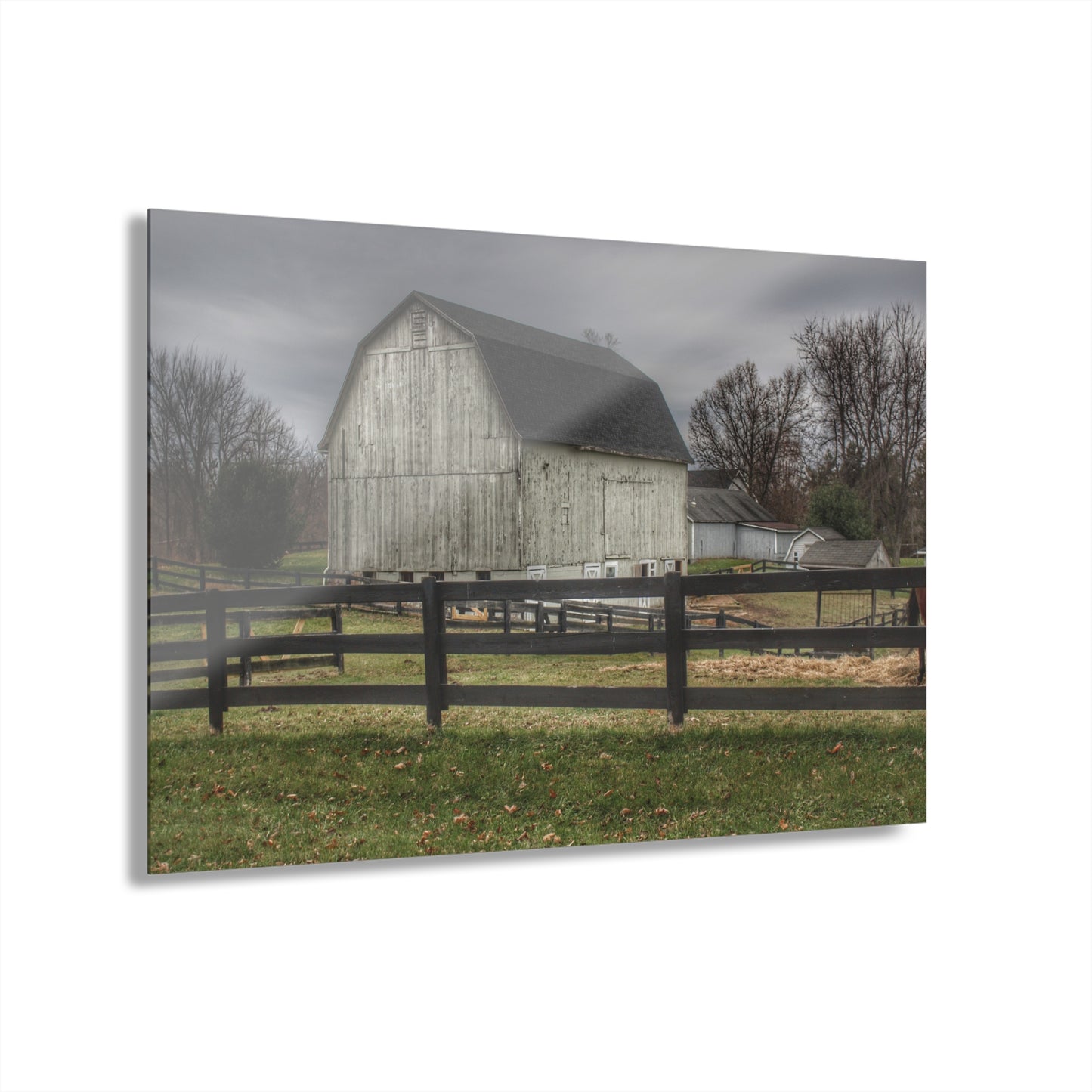 U R There Photography Roadside White Beyond the Fences Rustic Farmhouse Acrylic Wall Print