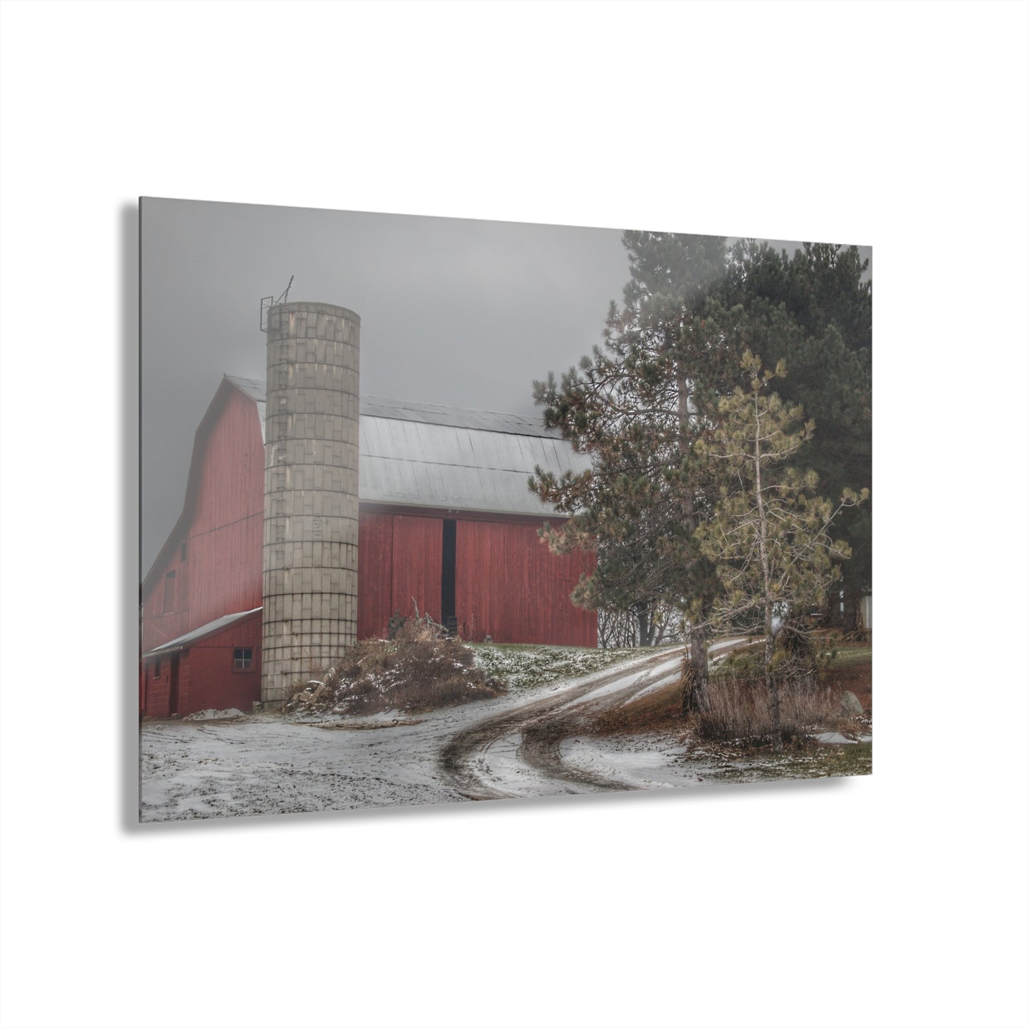U R There Photography South Kirk Road Red Rustic Farmhouse Acrylic Wall Print