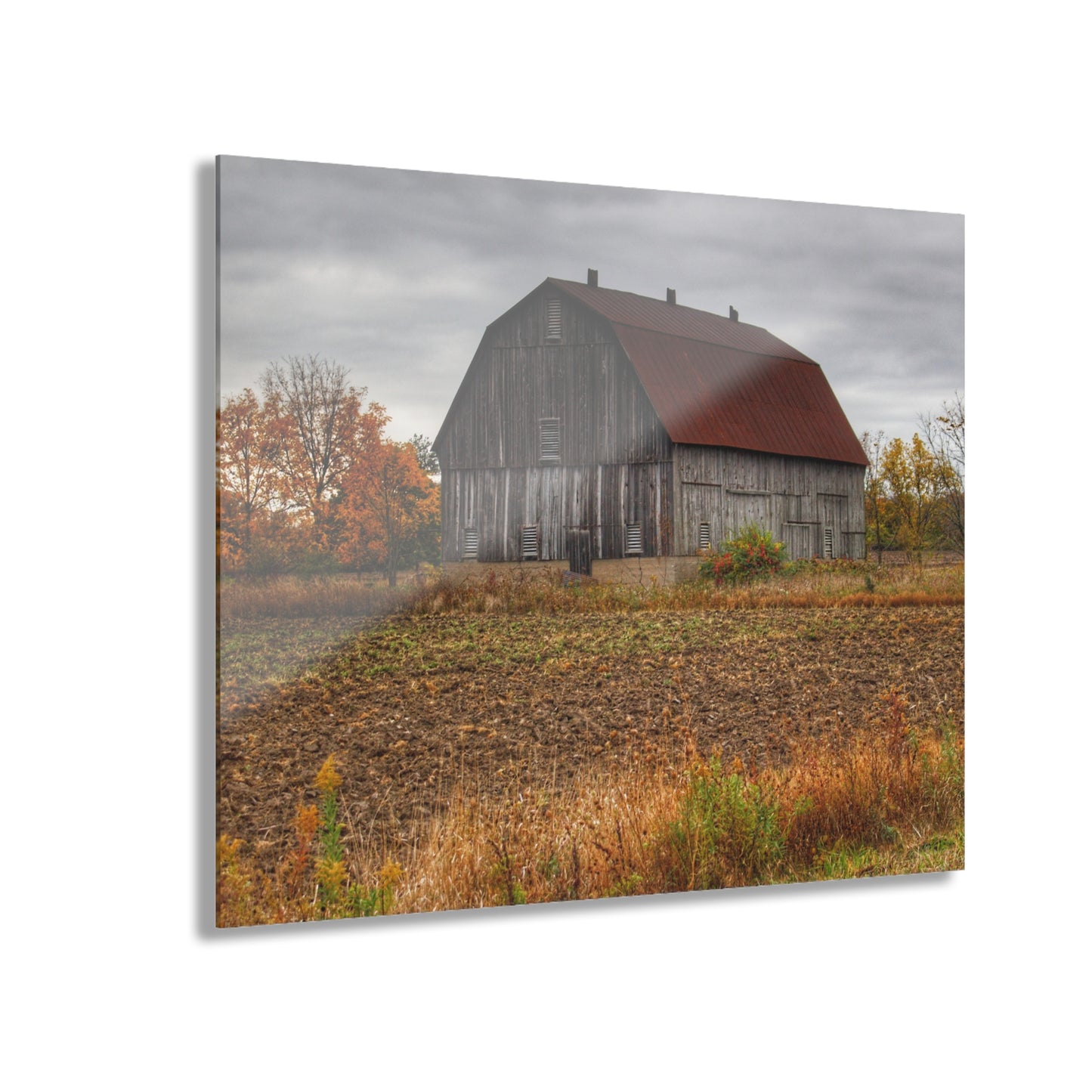 U R There Photography Sheridan Line Road Rusted Grey I Rustic Farmhouse Acrylic Wall Print
