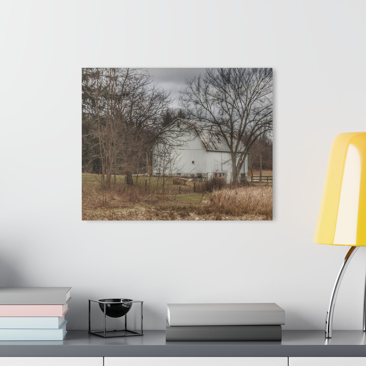 U R There Photography Oakwood Road White II Rustic Farmhouse Acrylic Wall Print