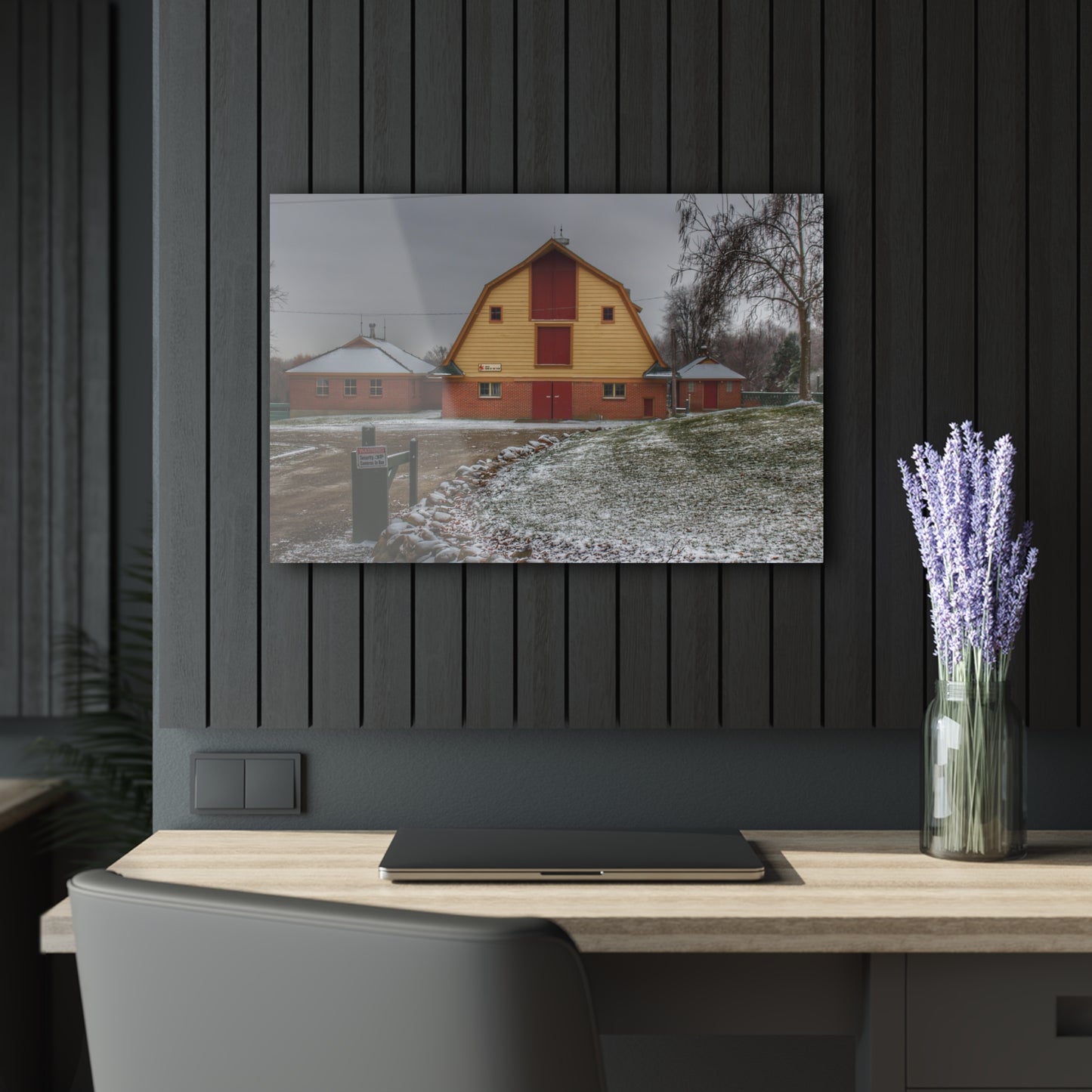 U R There Photography Yellow Barn of Bordman Rustic Farmhouse Acrylic Wall Print