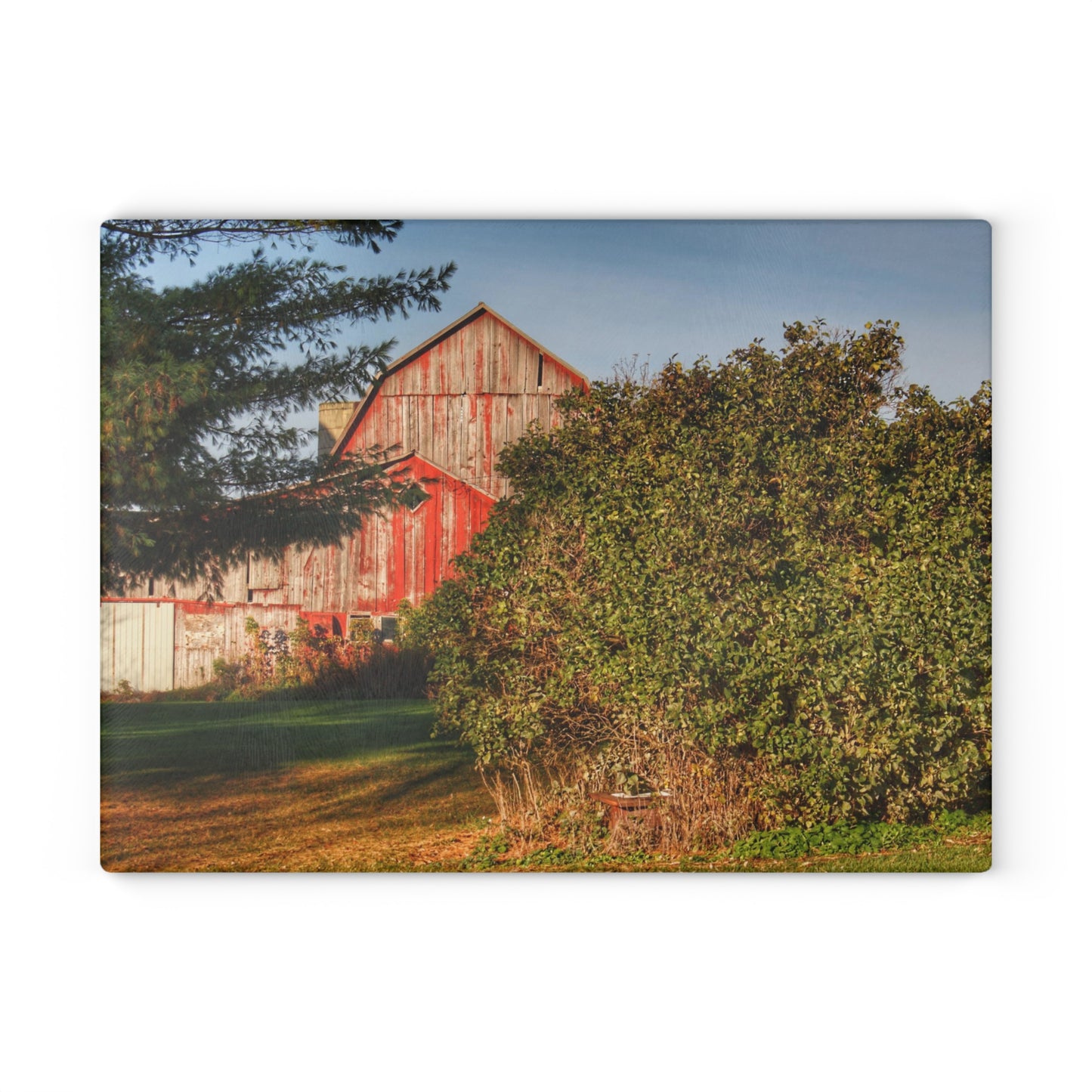 U R There Photography Cade Road Red II Rustic Farmhouse Tempered-Glass Cutting Board