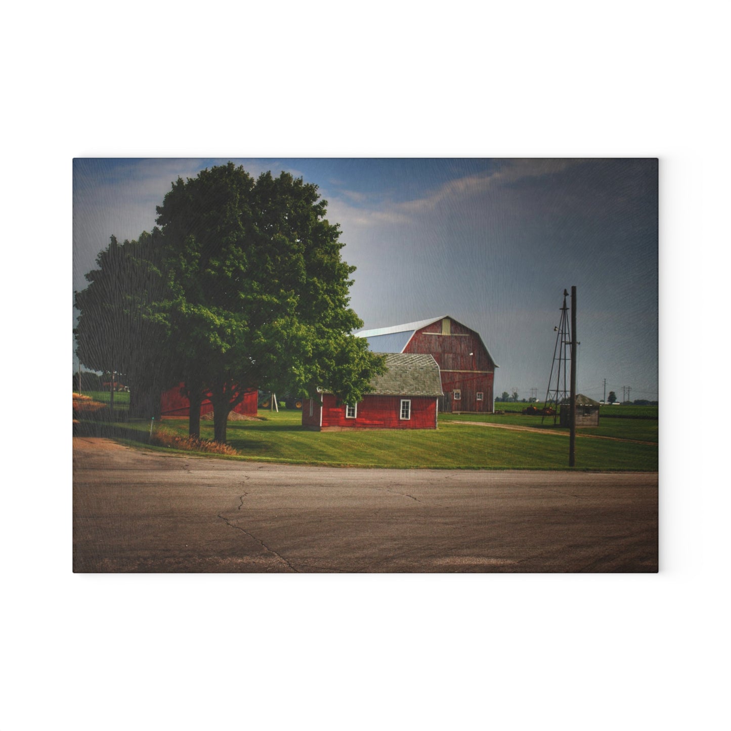 U R There Photography Bradford Road Reds Rustic Farmhouse Tempered-Glass Cutting Board